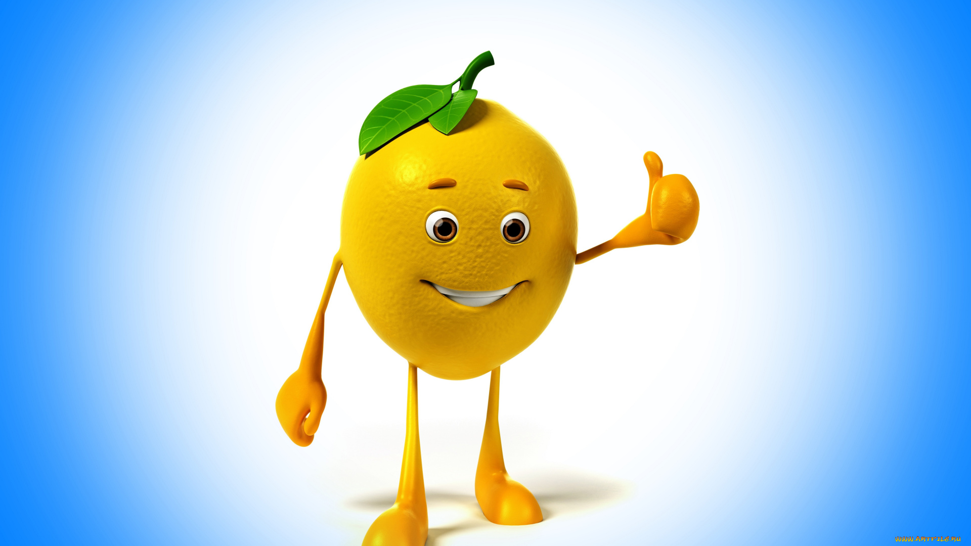3д, графика, юмор, , humor, голубой, фон, class, eyes, smile, лимон, улыбка, взгляд, класс, 3d, blue, background, lemon