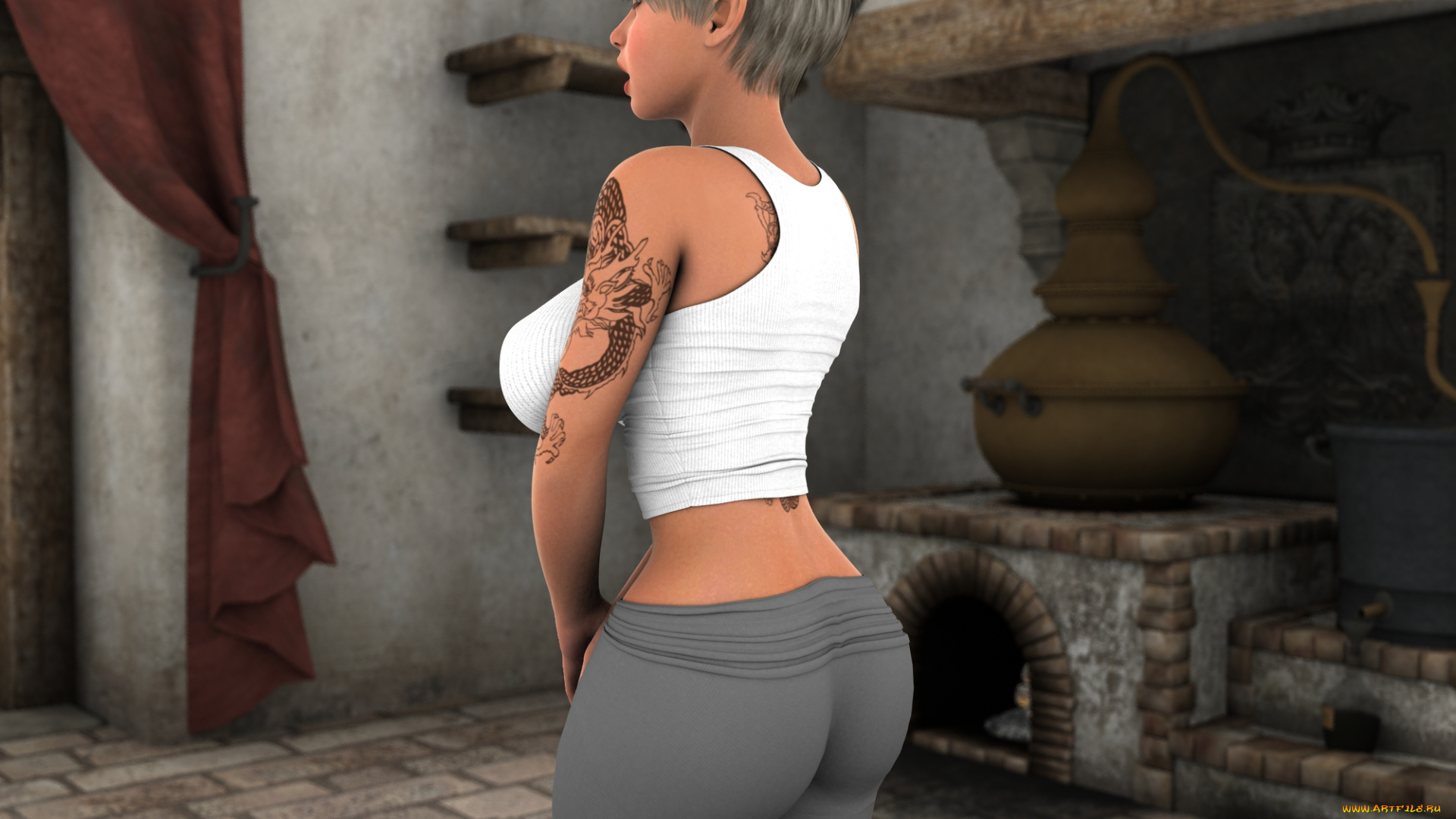 atael, 3д, графика, эльфы, , elves, тату, взгляд, эльфийка