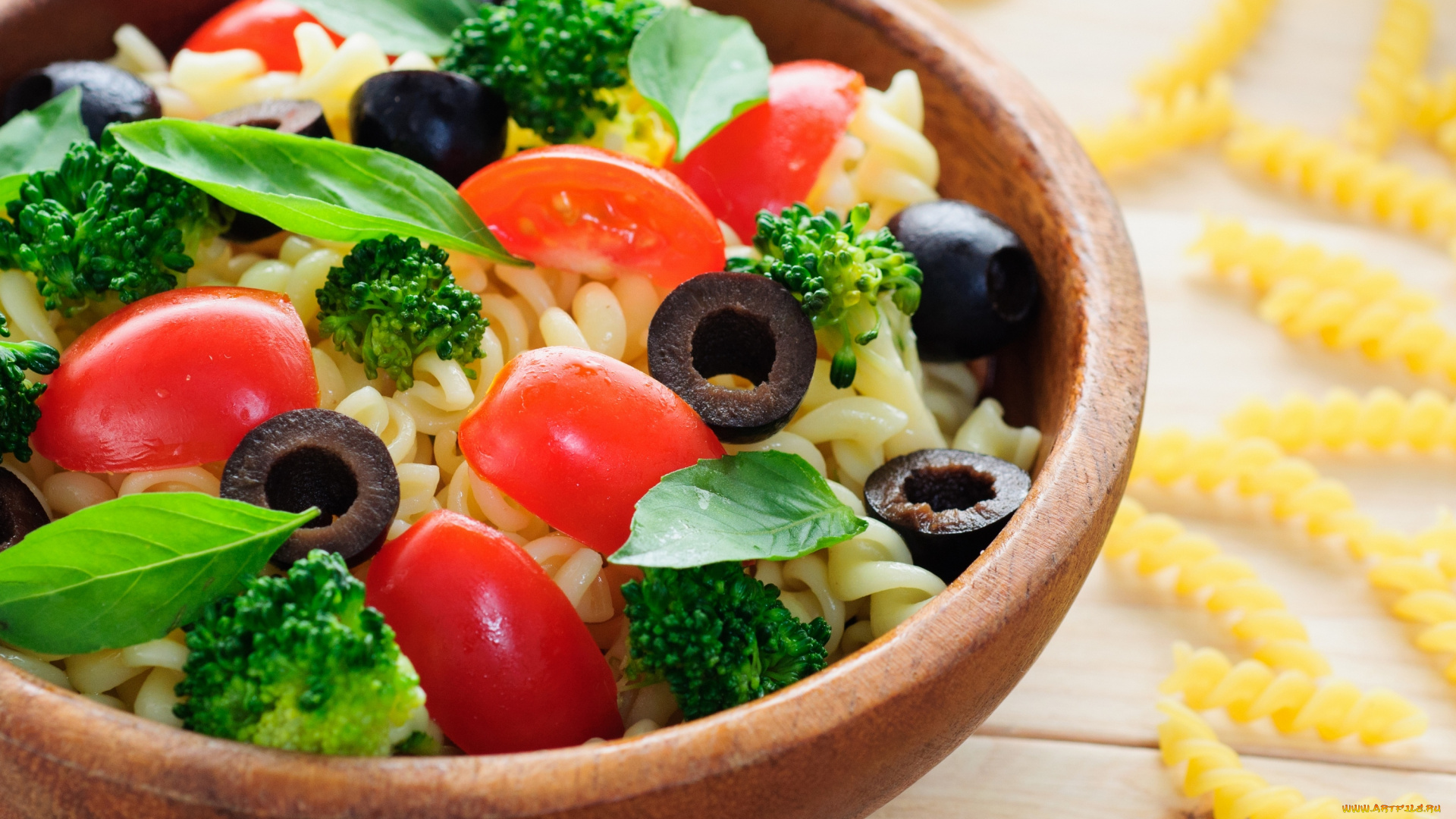 еда, макаронные, блюда, зелень, оливки, помидоры, макаронное, блюдо