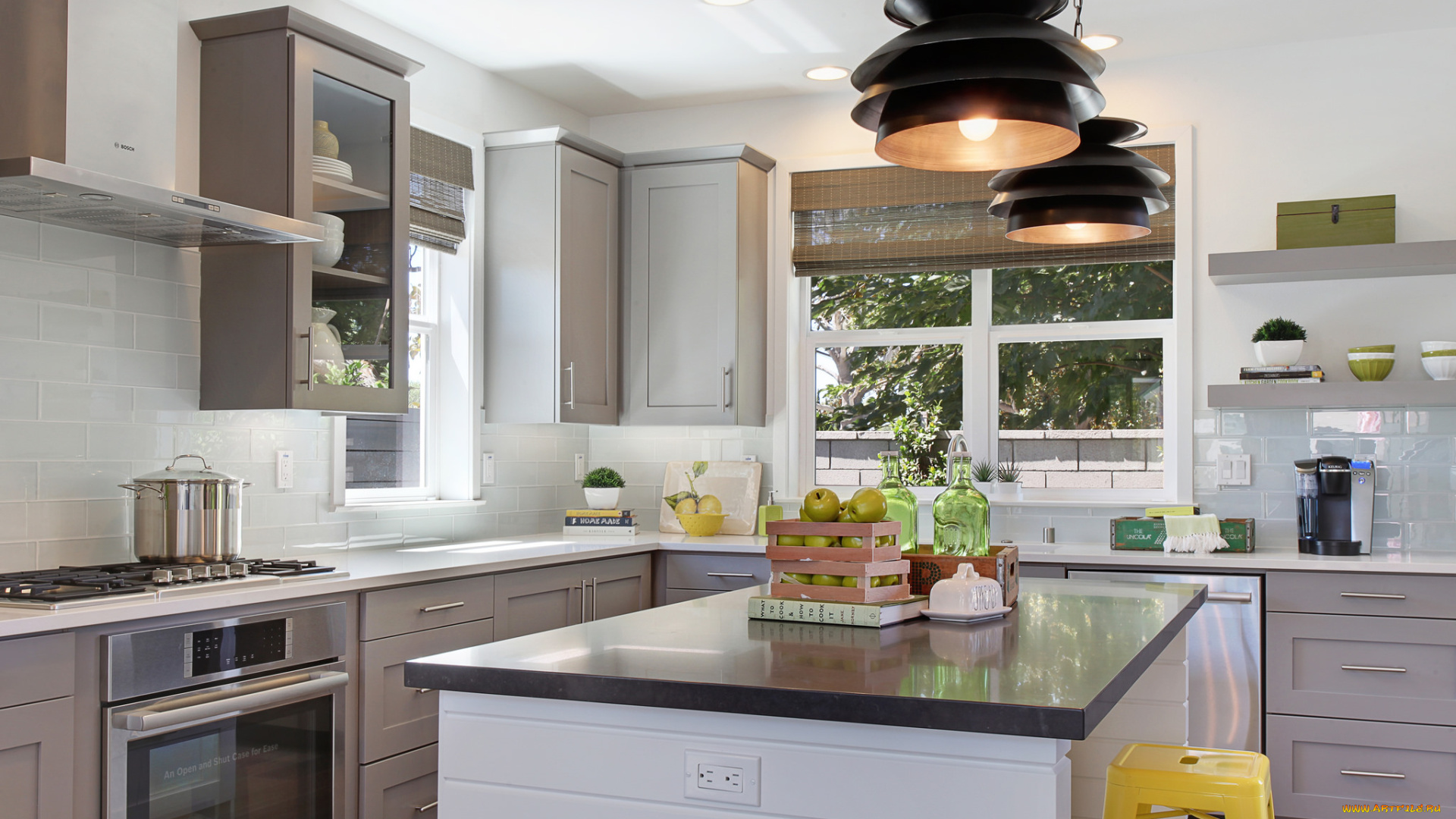 интерьер, столовая, fruit, стулья, chairs, фрукты, kitchen, furniture, светильники, lamps, мебель, кухня