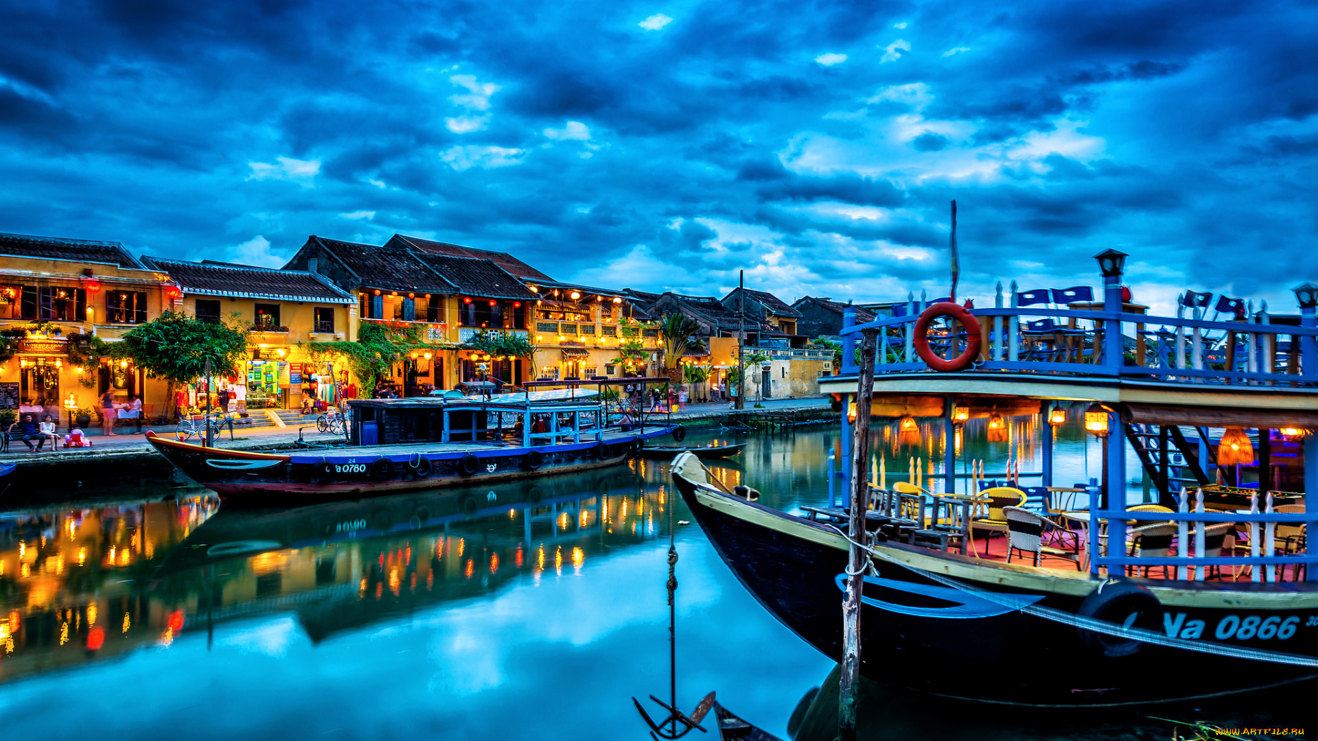 корабли, порты, , , причалы, тучи, город, канал, дома, лодки, закат