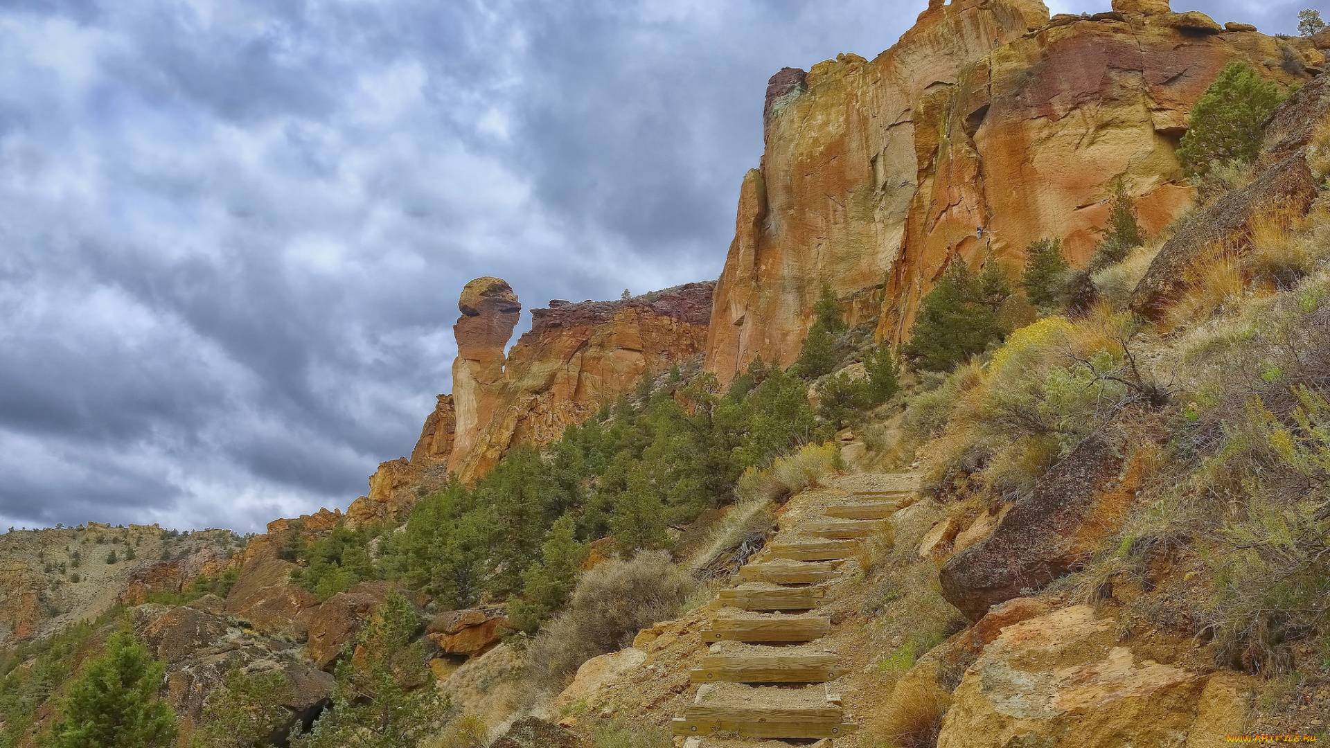 природа, дороги, скалы, горы, тропа, ступеньки