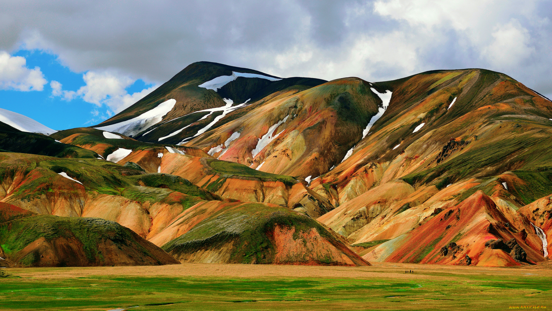 природа, горы, облака, небо, исландия