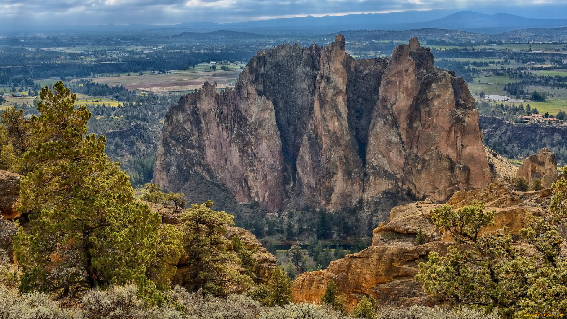 природа, горы, скалы, лес, равнина