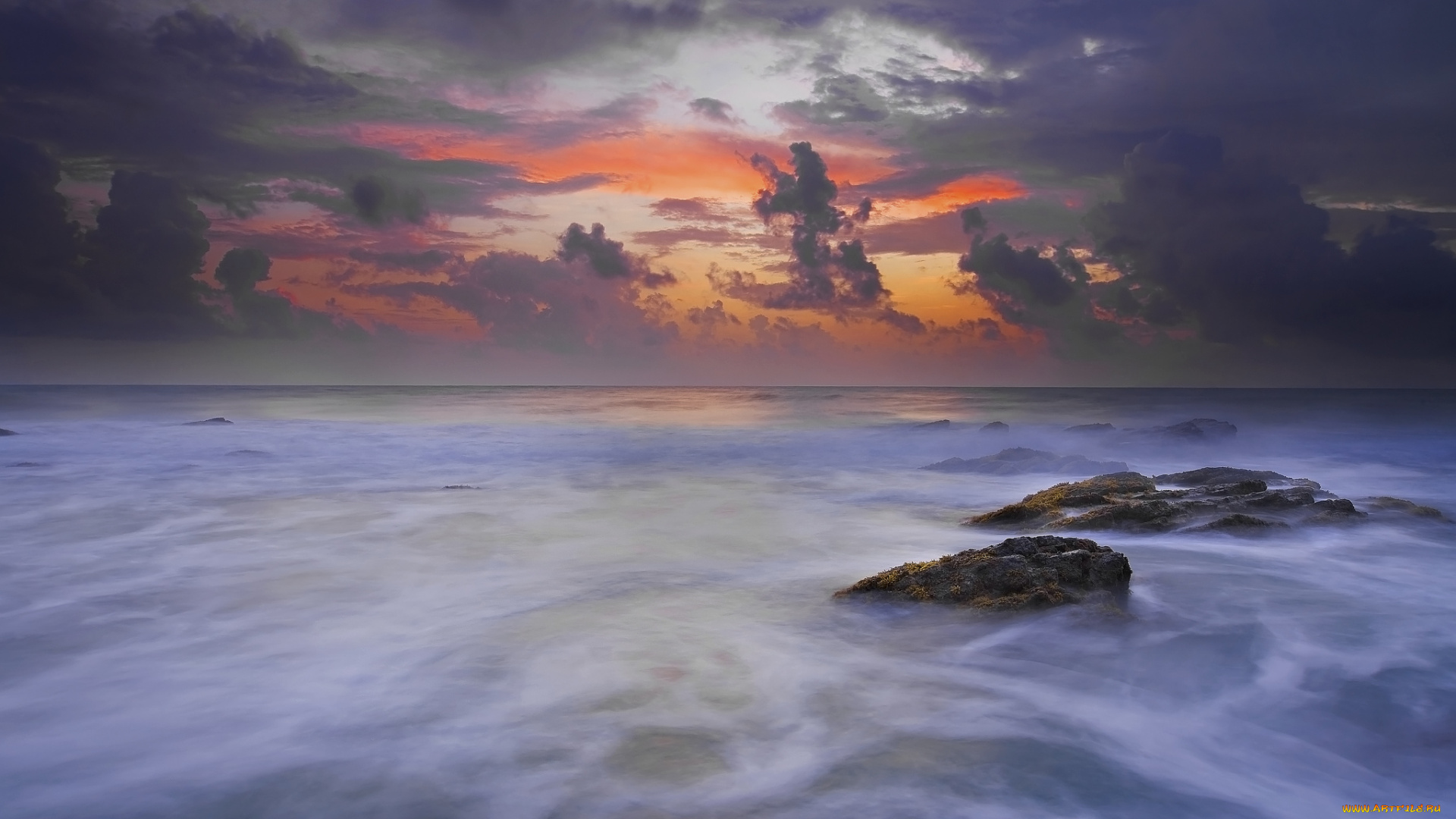 природа, моря, океаны, облака, море, закат