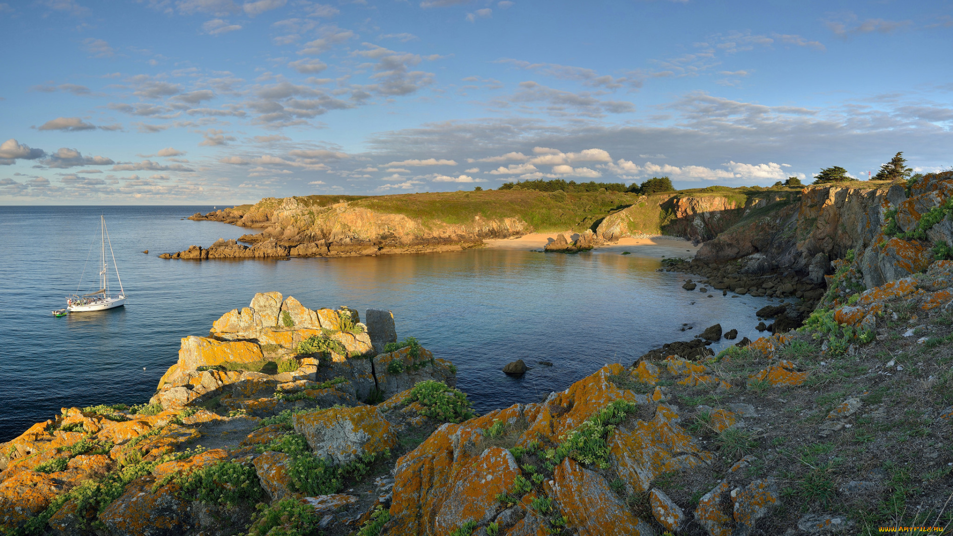 природа, побережье, облака, море