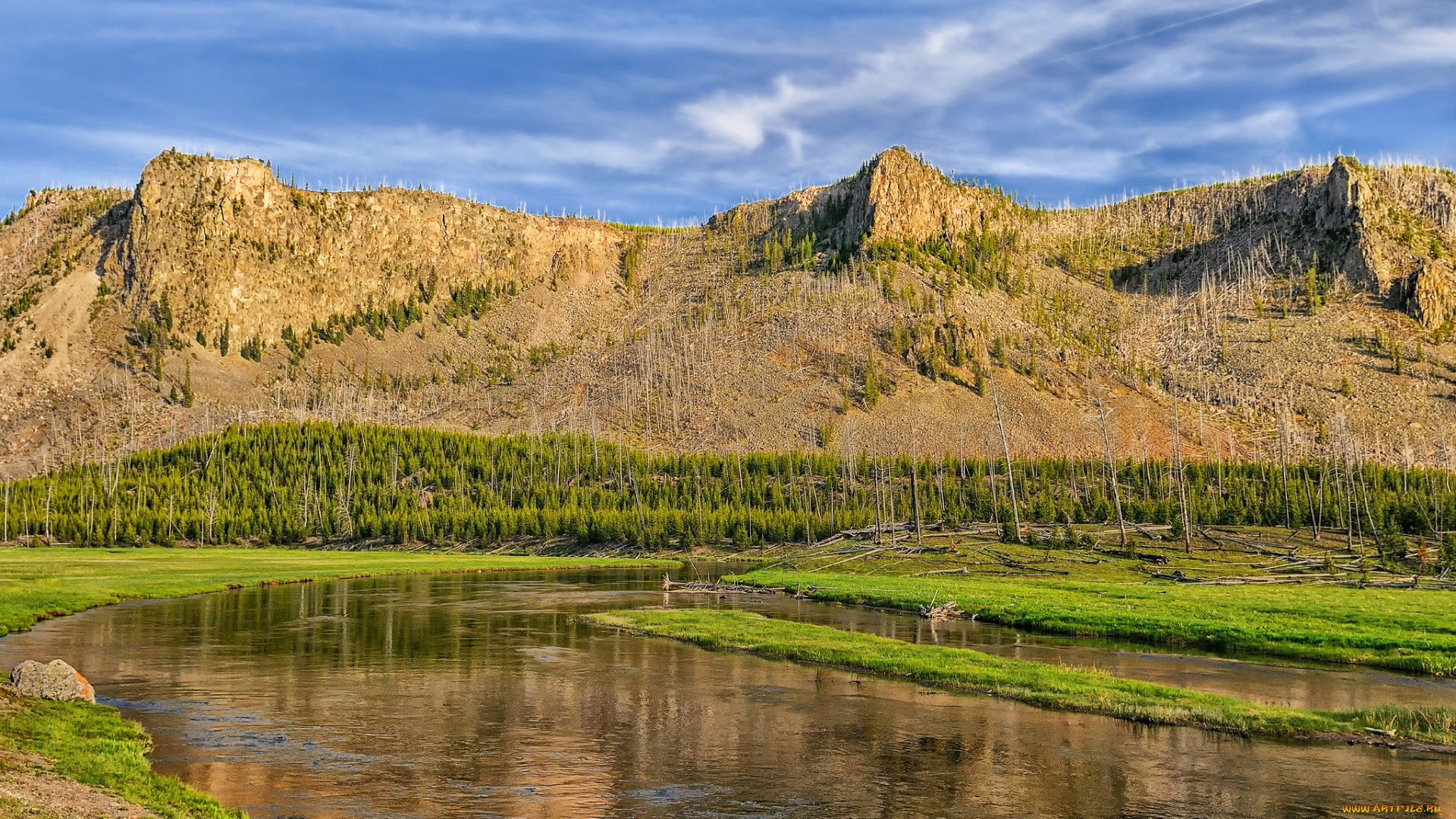 природа, реки, озера, горы, лес, река, облака