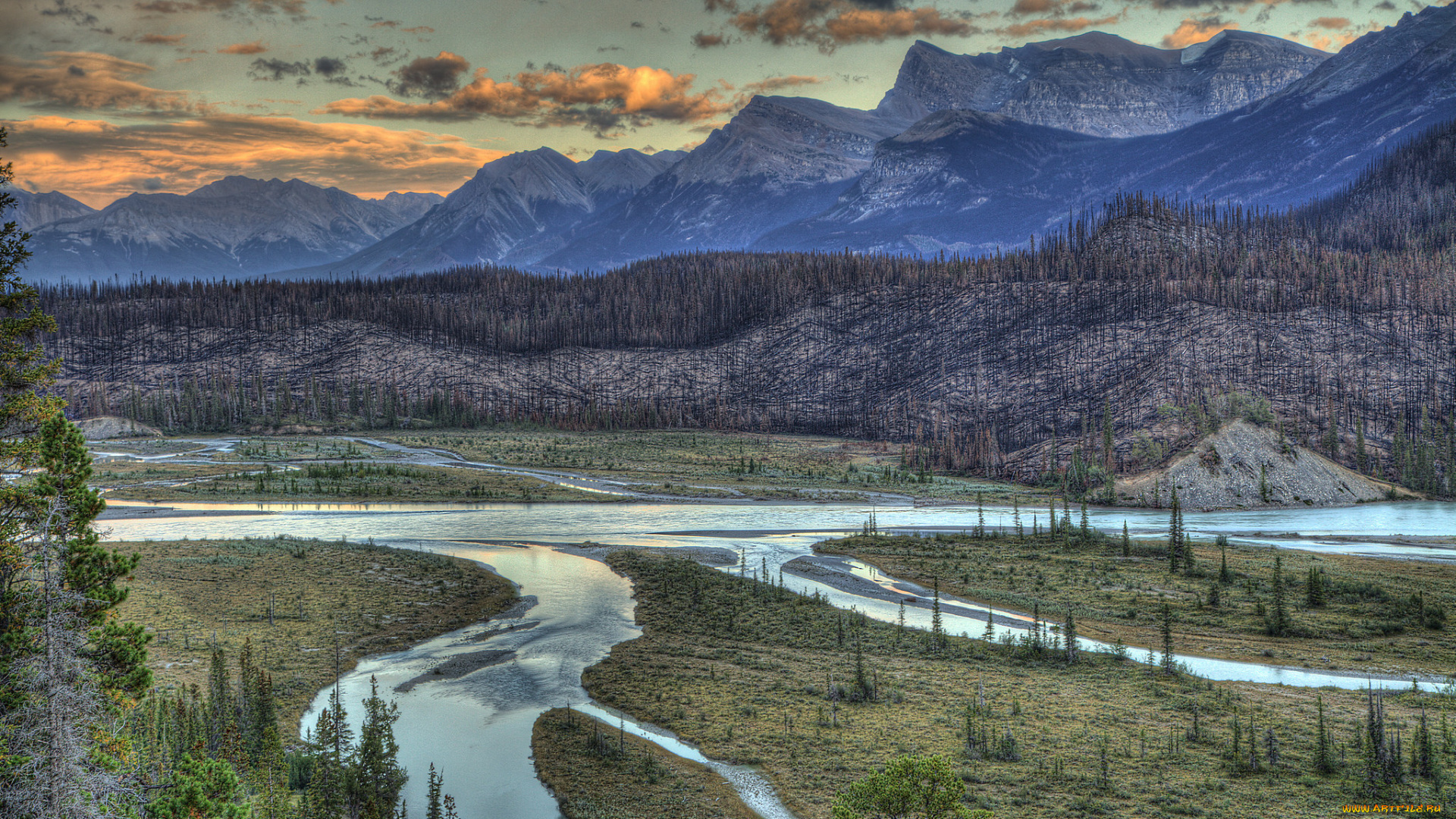 природа, реки, озера, горы, лес, река, облака