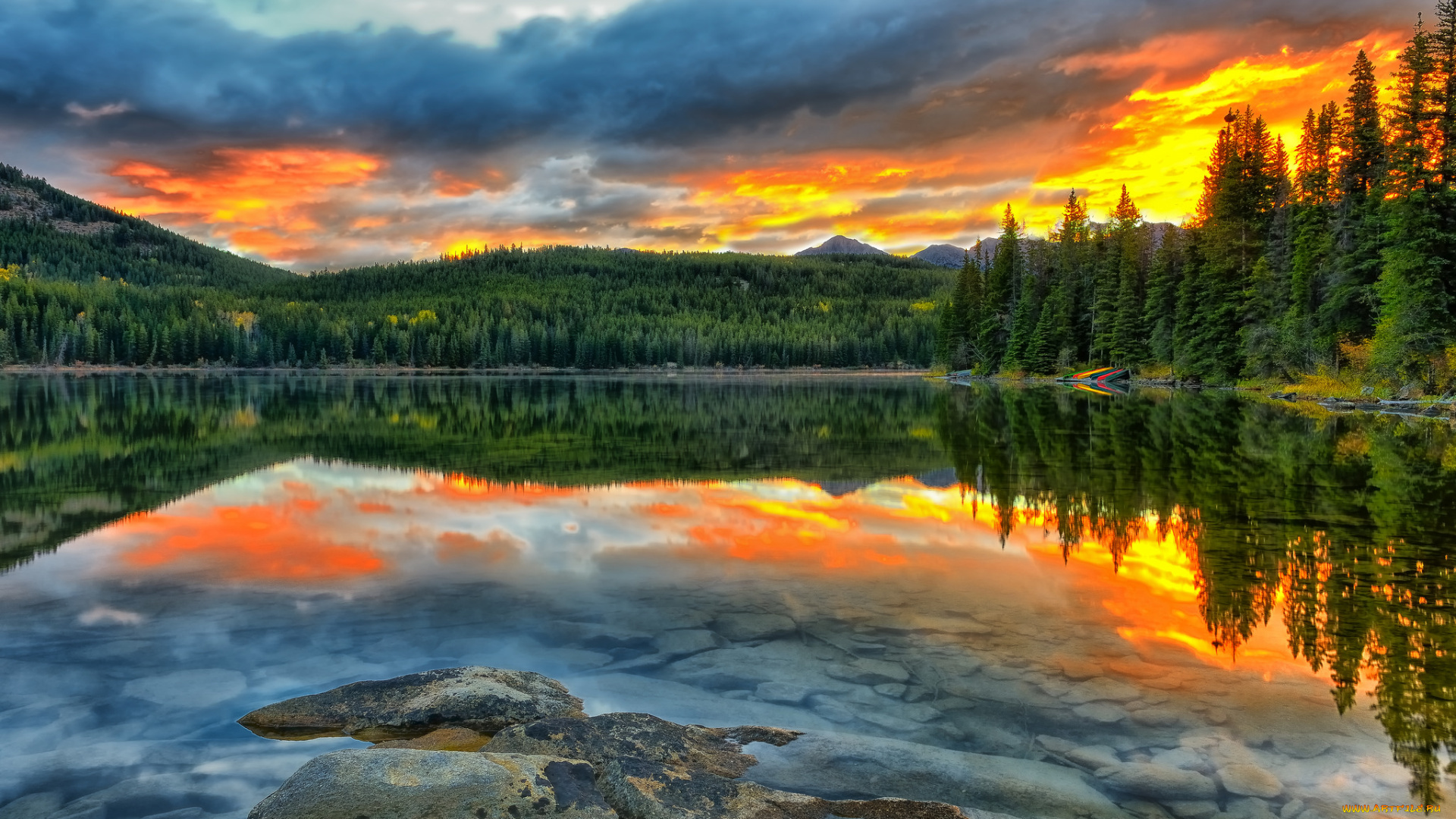 природа, реки, озера, горы, облака, река, лес