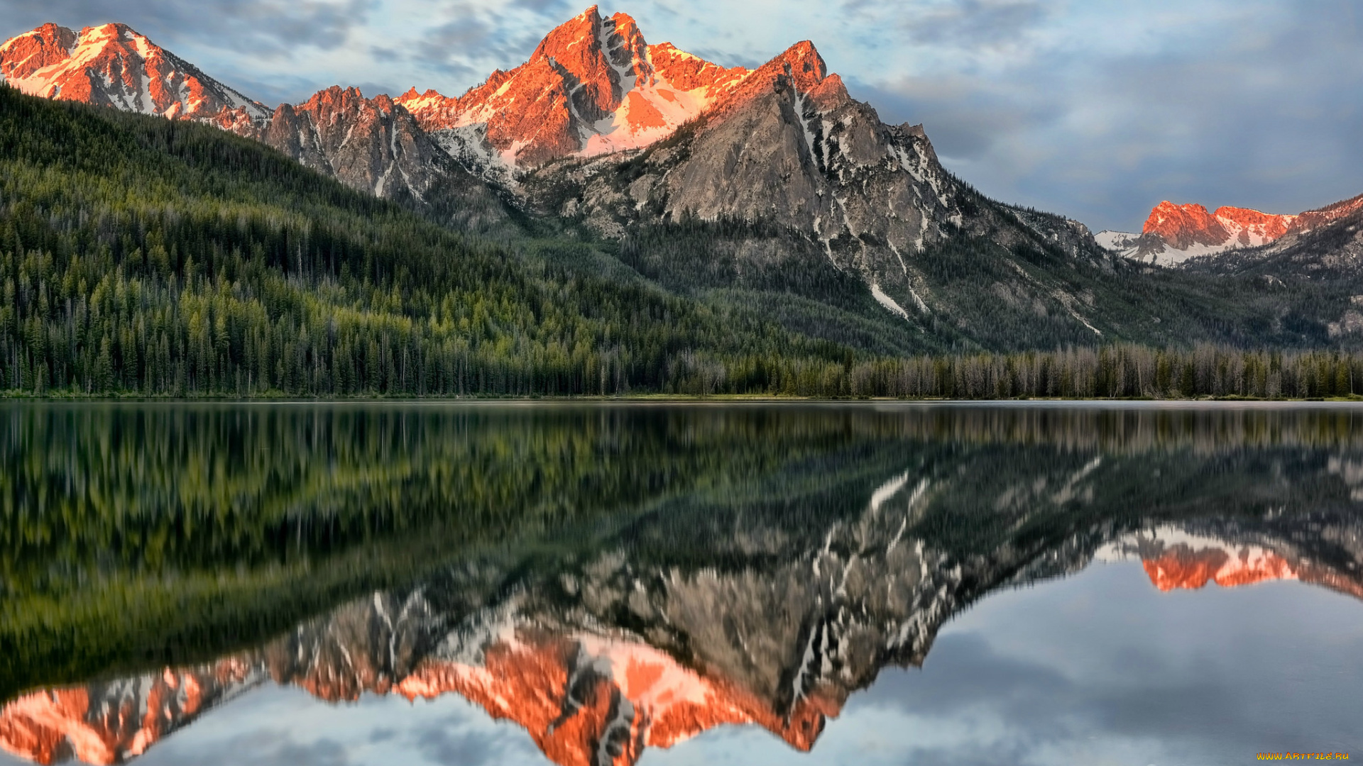 природа, реки, озера, отражение, облака, река, лес, горы