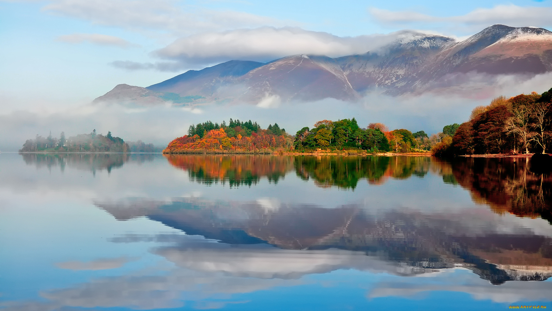 природа, реки, озера, озеро, горы, облака, небо, лес, отражения, осень