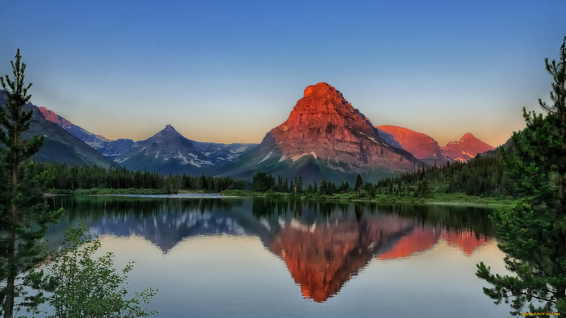 природа, реки, озера, зарево, лес, река, скалы, горы