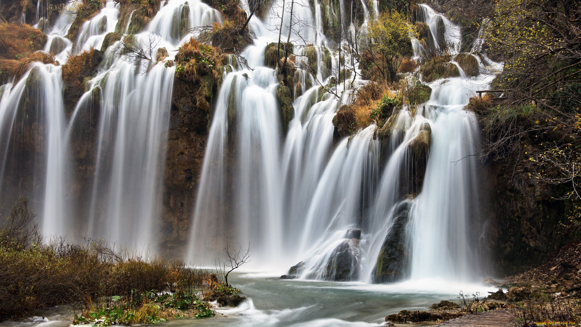 природа, водопады, поток