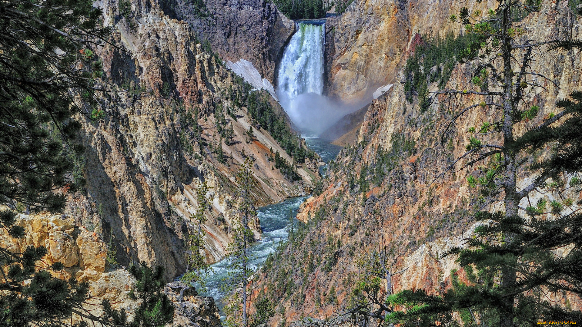 природа, водопады, река, водопад, лес, горы