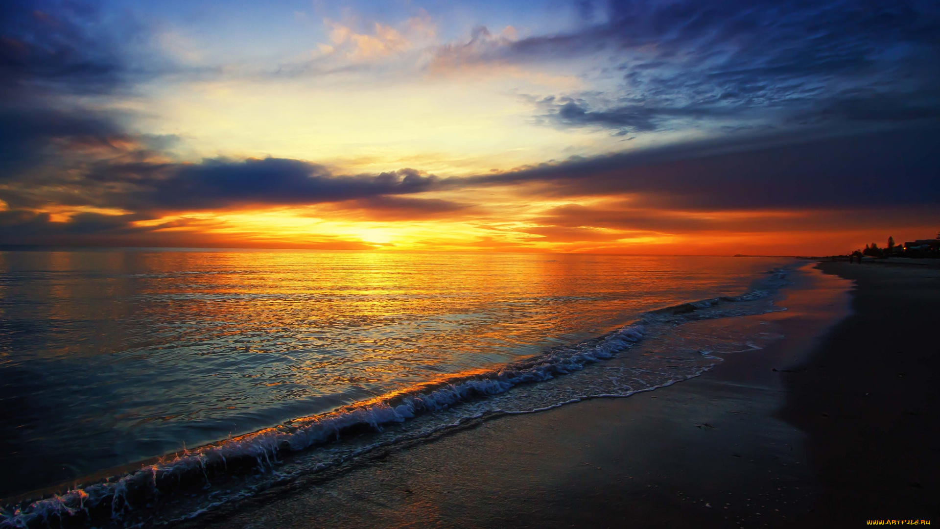 природа, восходы, закаты, океан, пляж, горизонт, заря