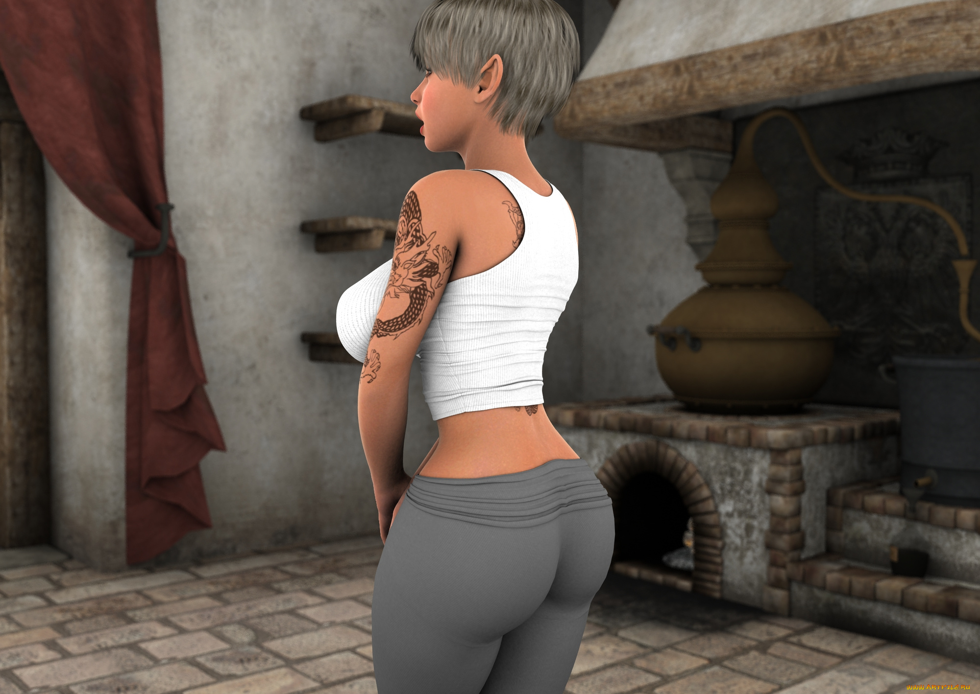 atael, 3д, графика, эльфы, , elves, тату, взгляд, эльфийка