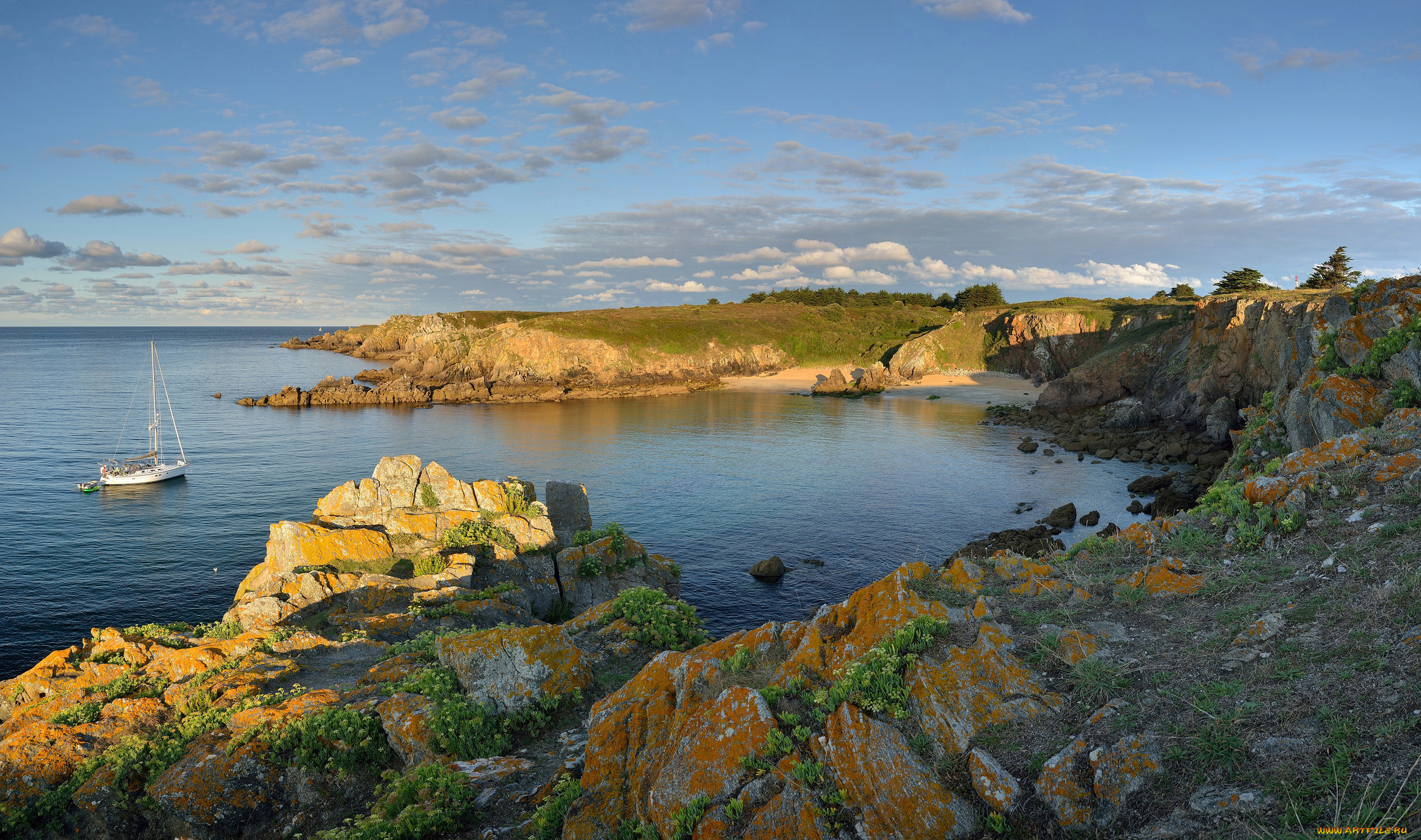 природа, побережье, облака, море