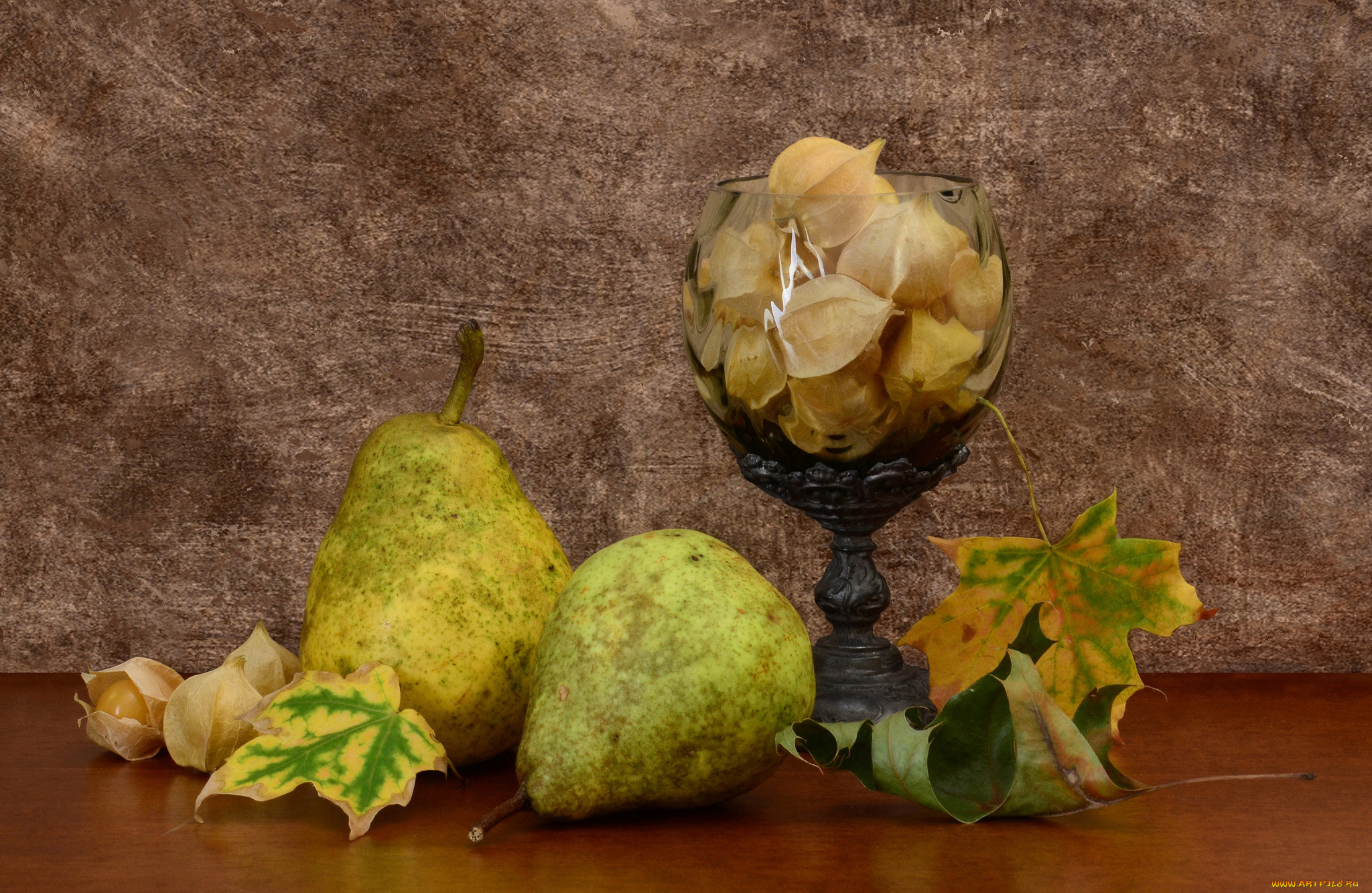 еда, груши, листья, цветы, бокал, груша