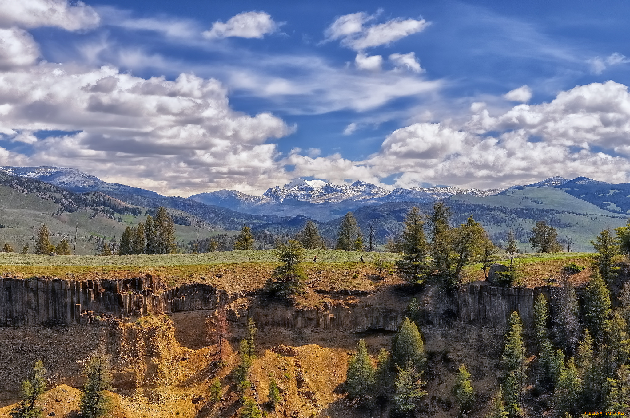 природа, пейзажи, горы, лес, овраг, облака