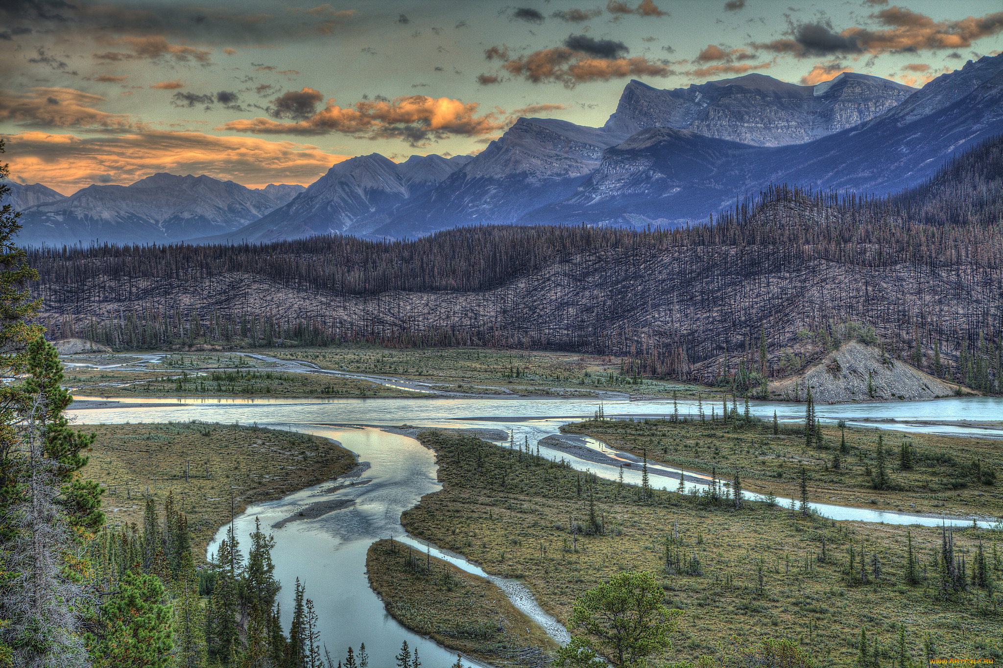 природа, реки, озера, горы, лес, река, облака