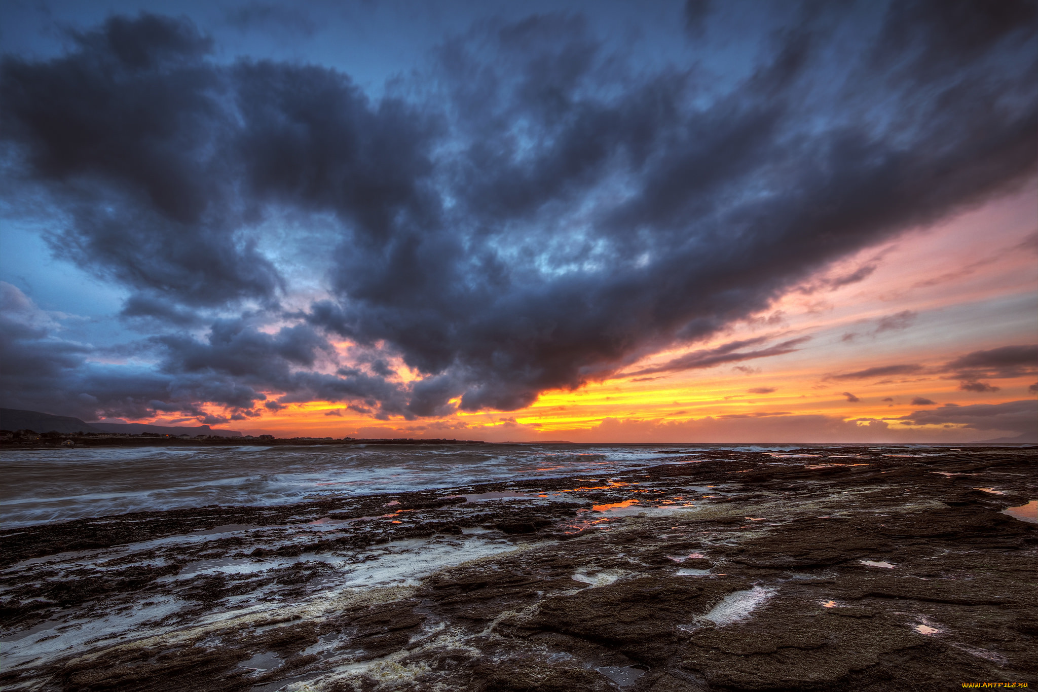 природа, восходы, закаты, закат, вечер, ирландия, графство, донегал, пляж