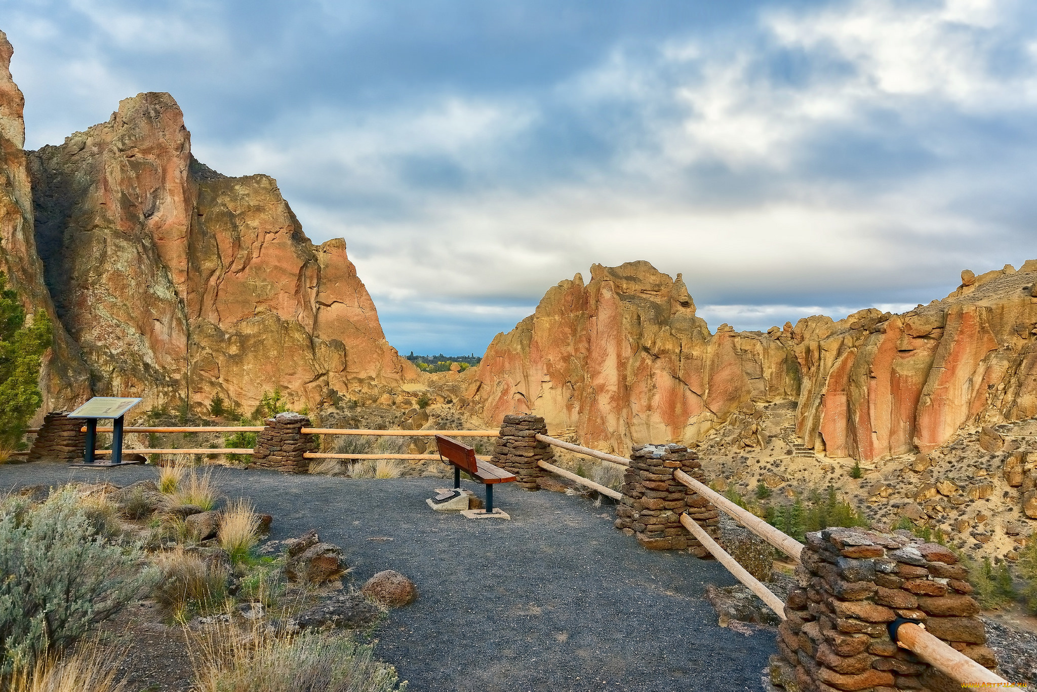 природа, горы, площадка, обзорная, скалы