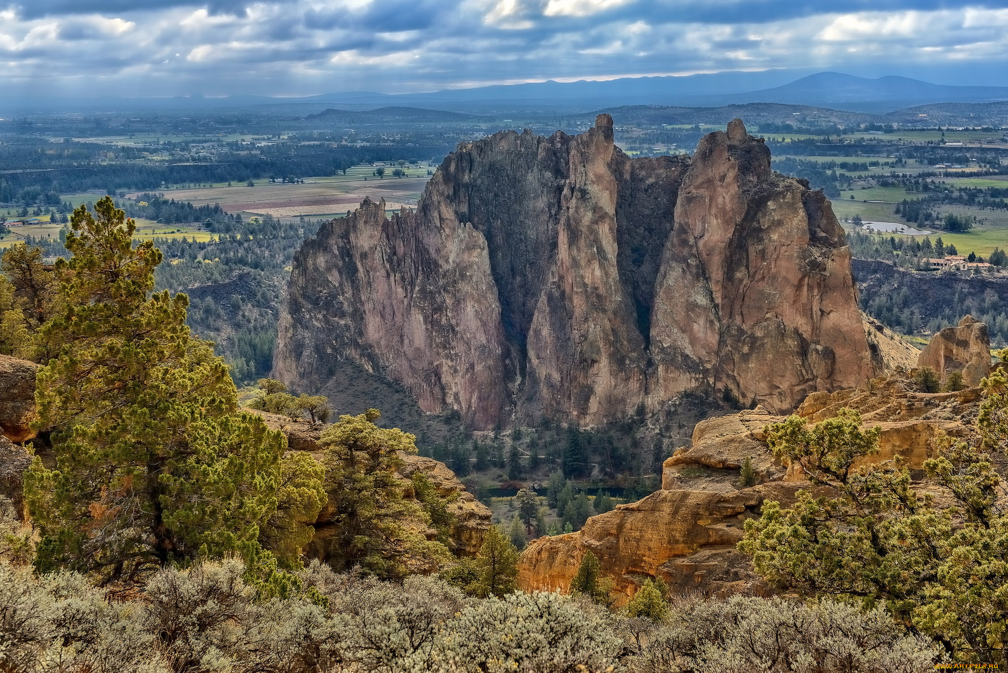 природа, горы, скалы, лес, равнина