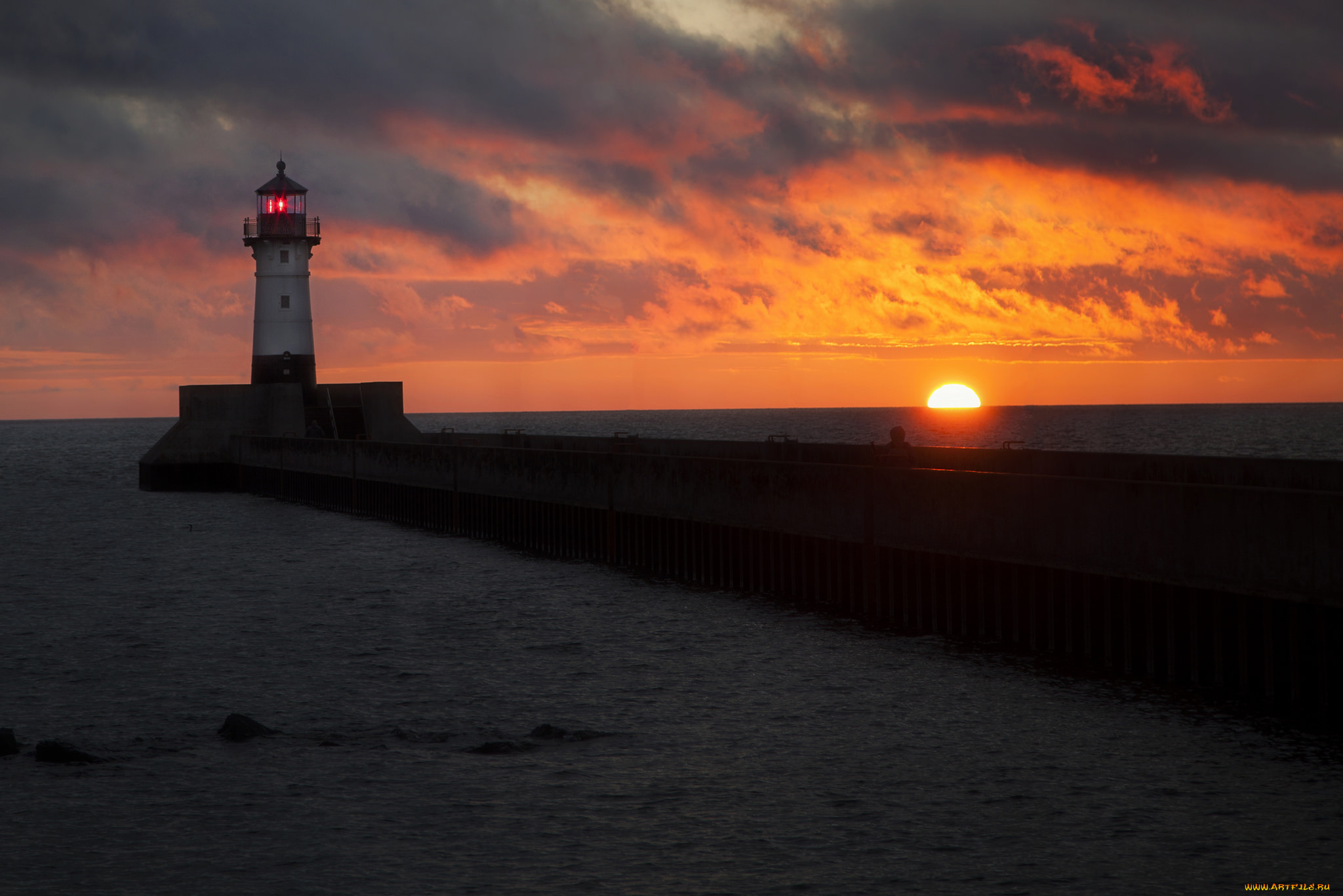 природа, маяки, закат, берег, вечер, море, маяк