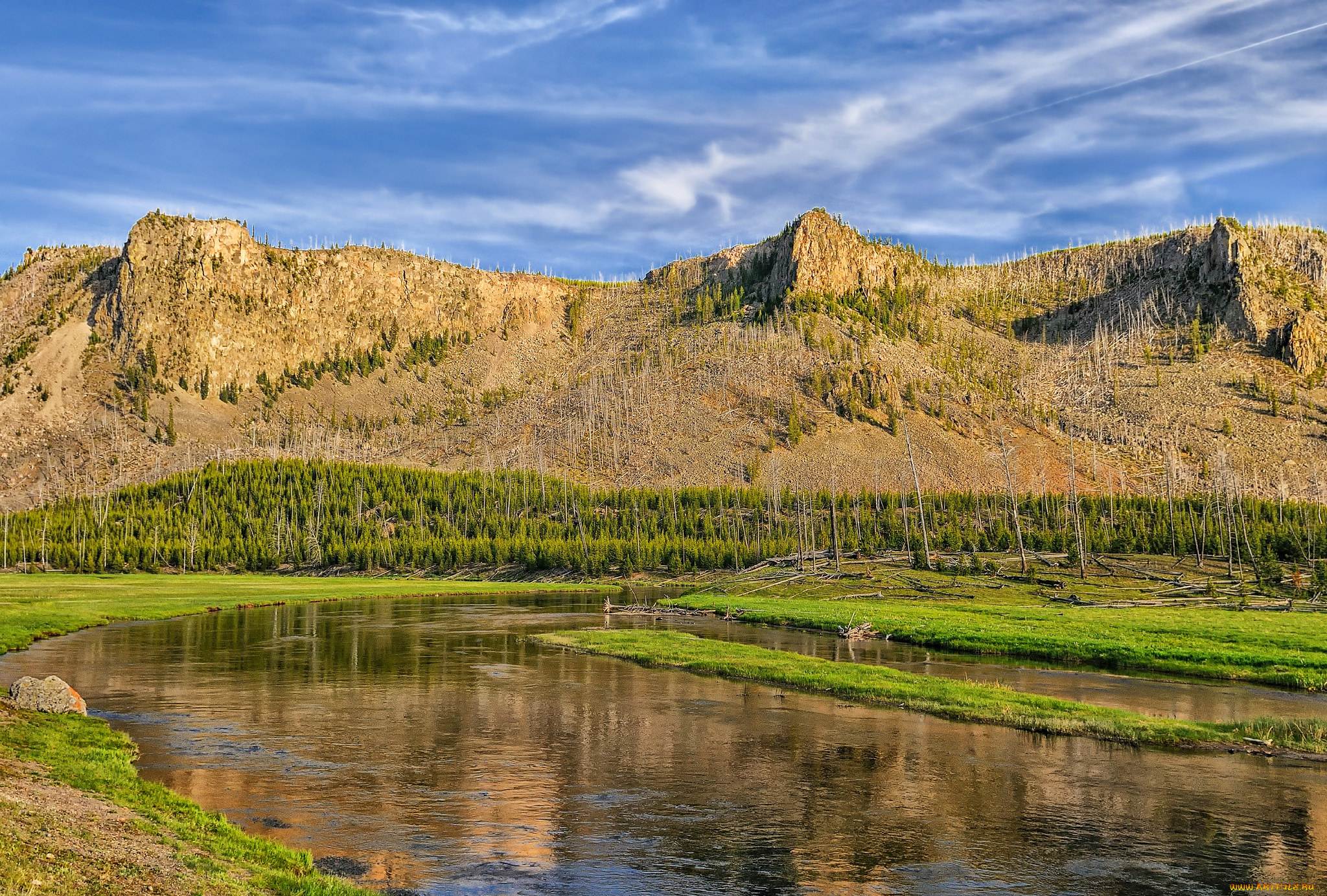 природа, реки, озера, горы, лес, река, облака