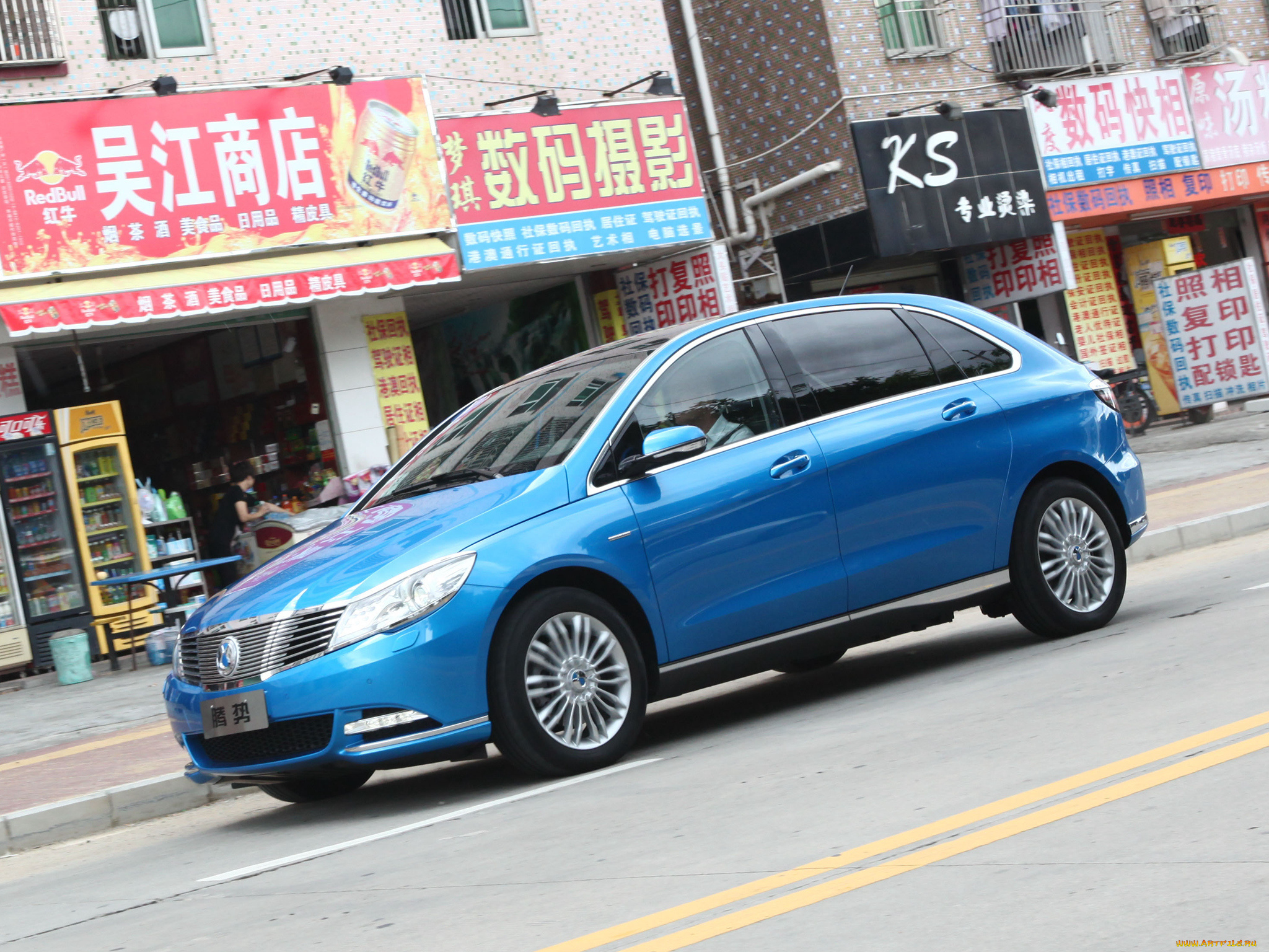 автомобили, denza, синий, 2014г