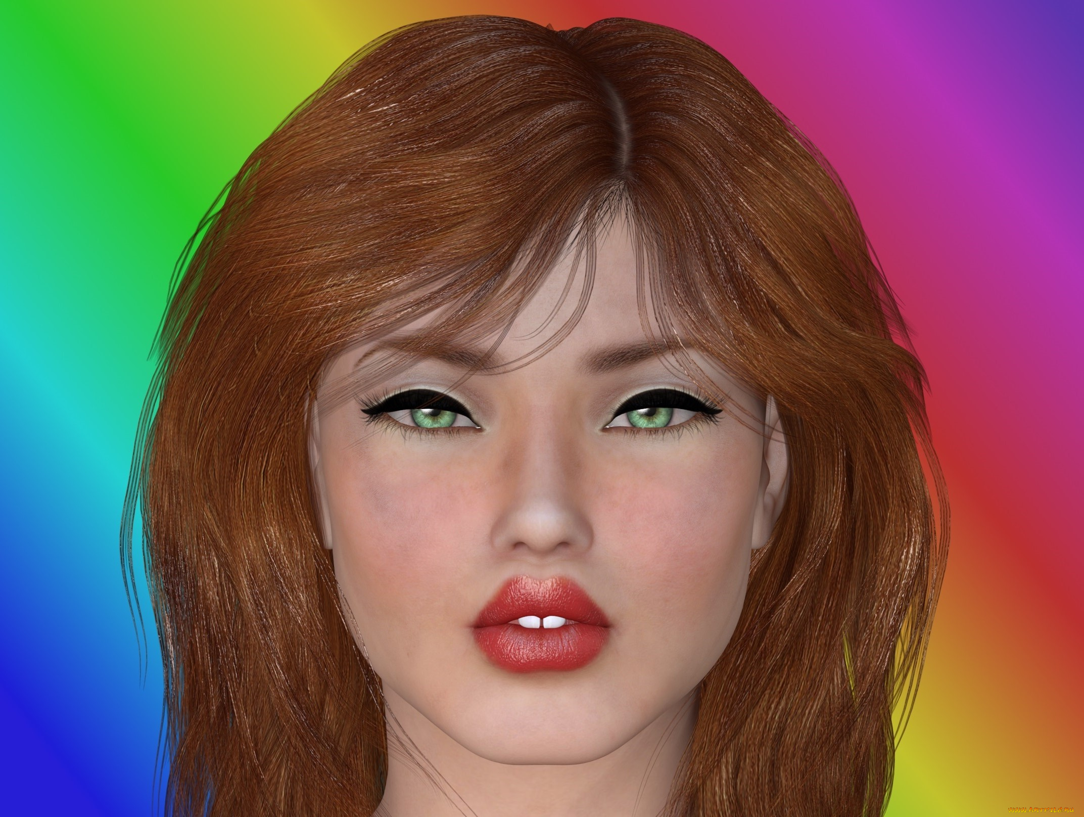 3д, графика, портрет, , portraits, девушка, взгляд, рыжая