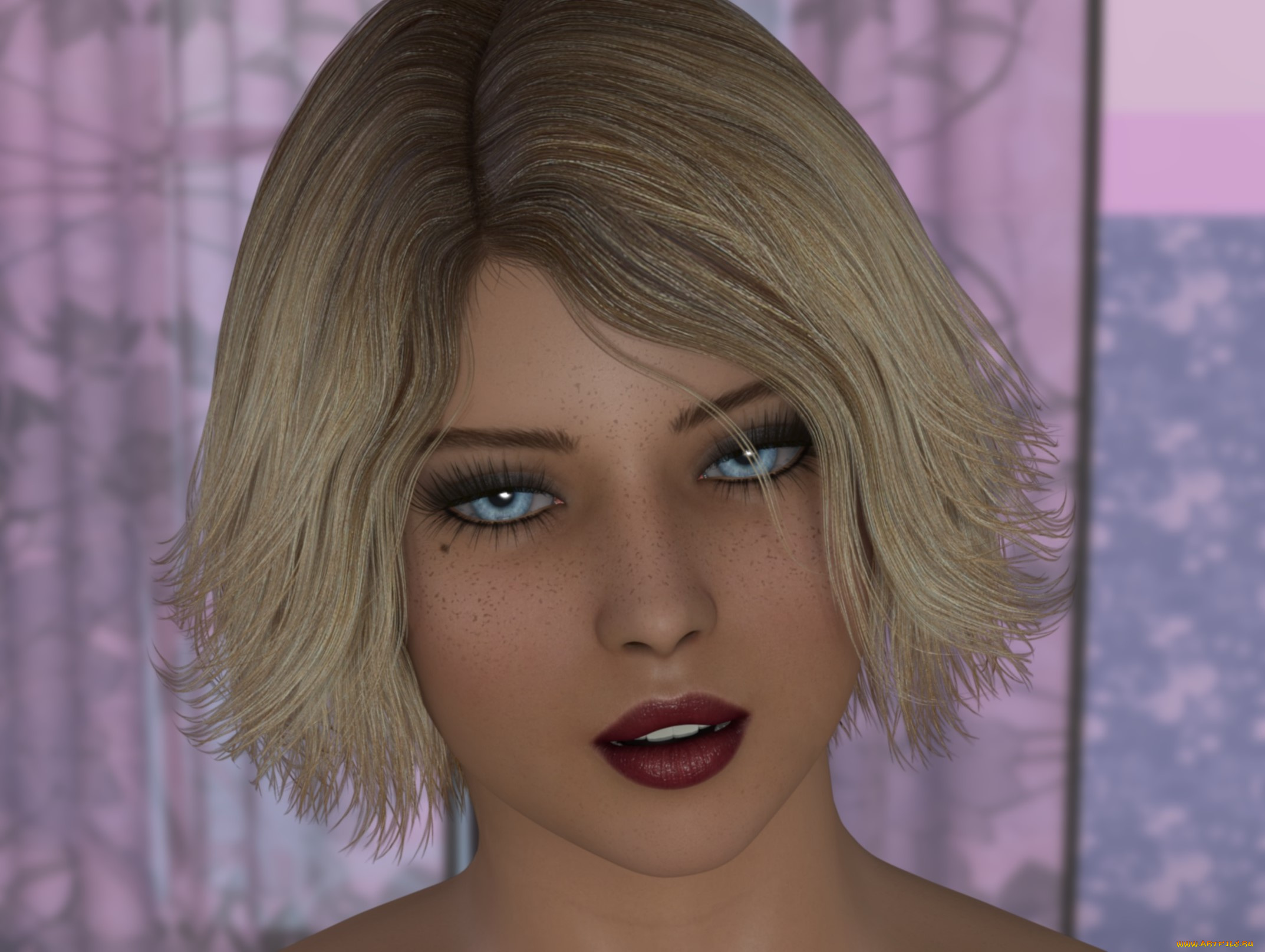 3д, графика, портрет, , portraits, фон, блондинка, девушка, взгляд