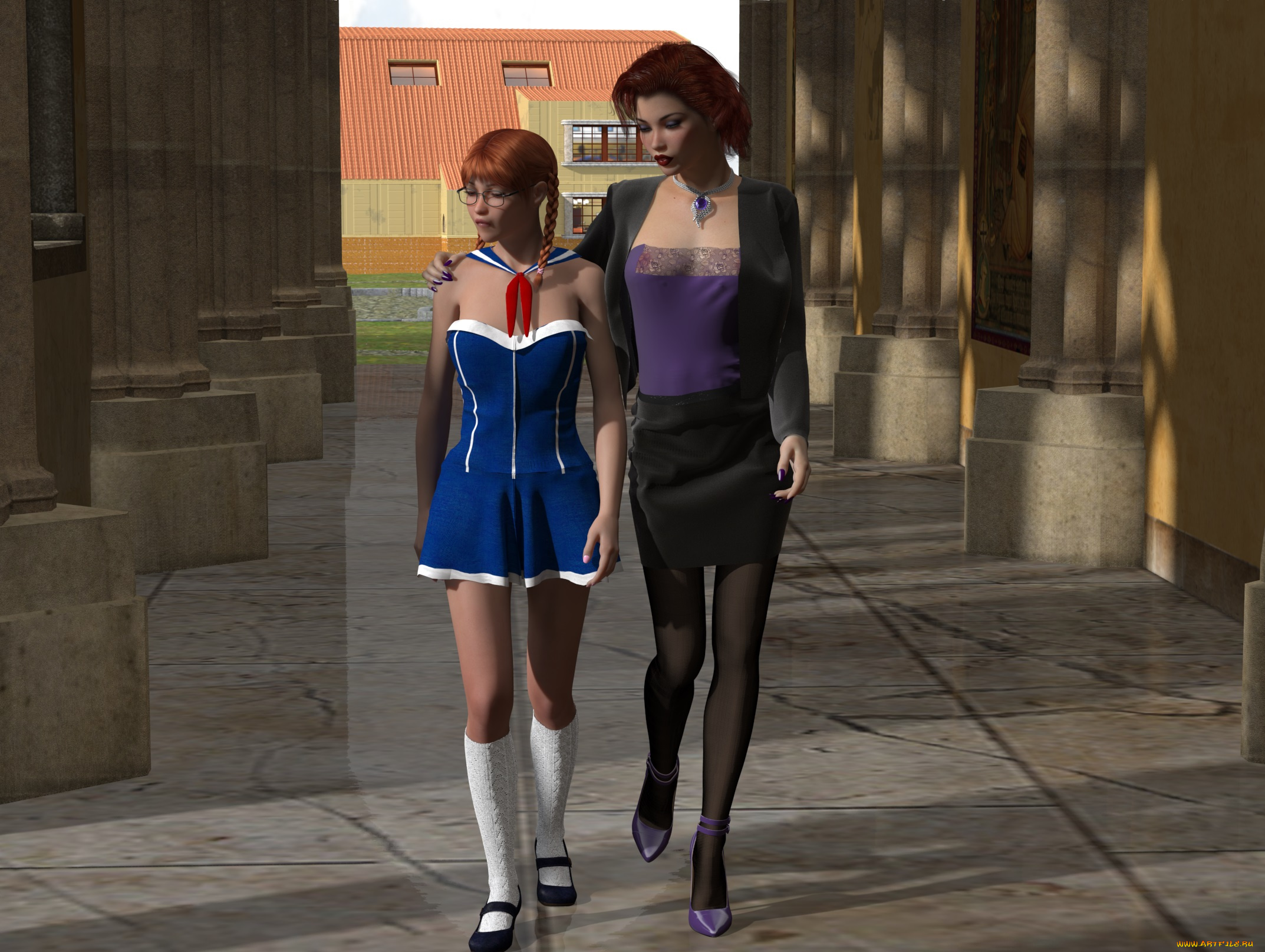 helena, 3д, графика, люди, , people, девушки, улица