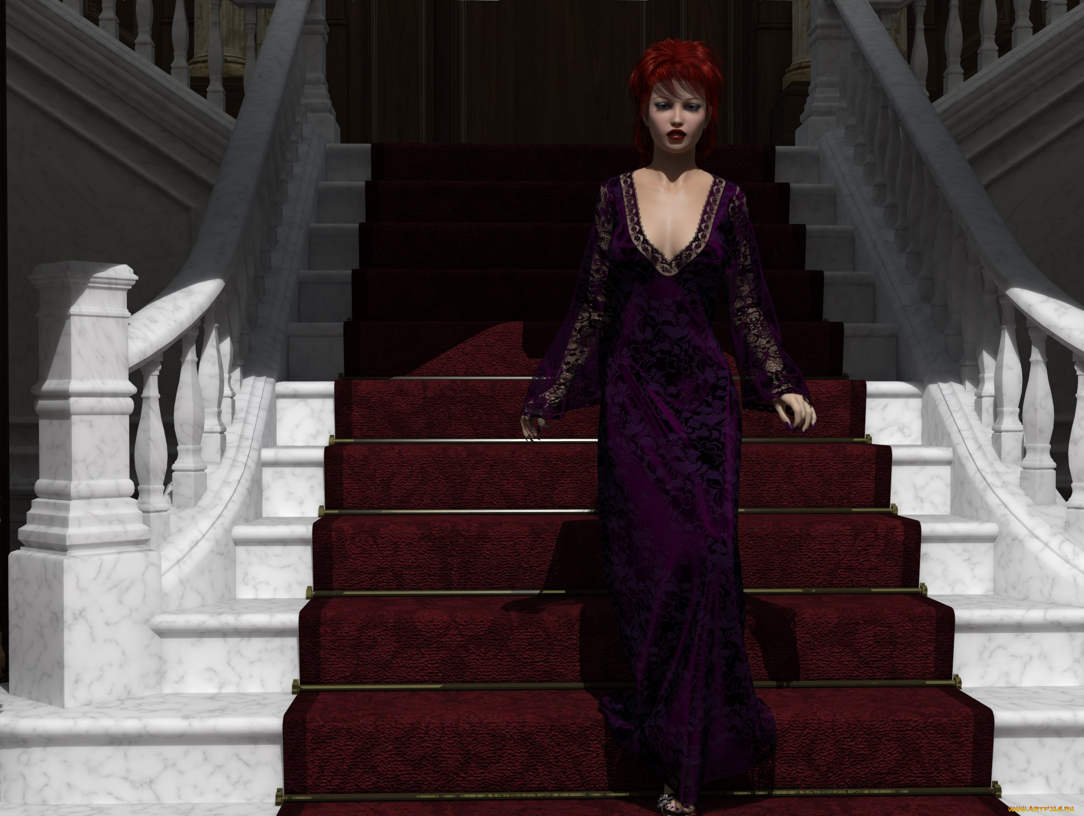 3д, графика, люди, , people, лестница, взгляд, девушка