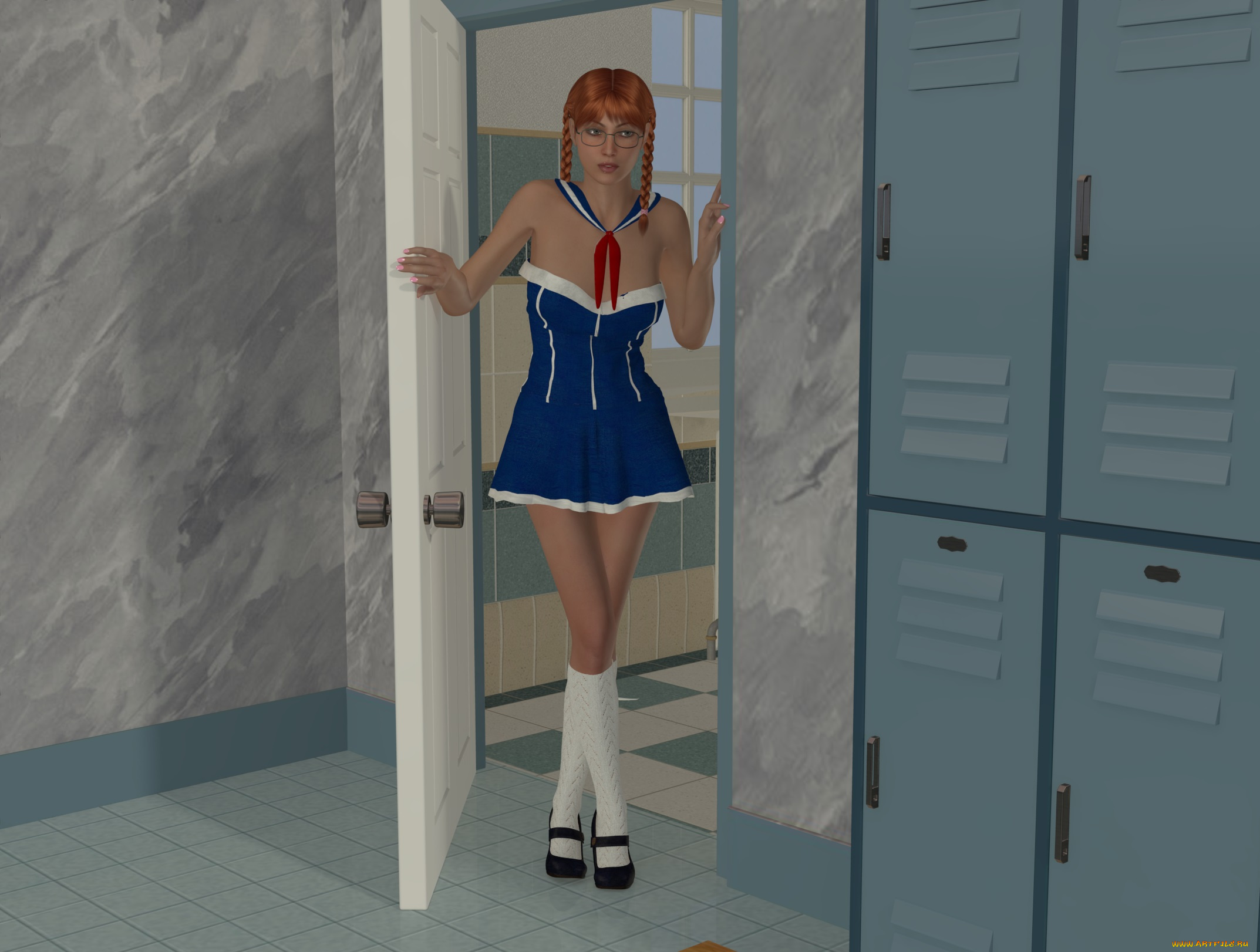 3д, графика, люди, , people, девушка, взгляд, рыжая