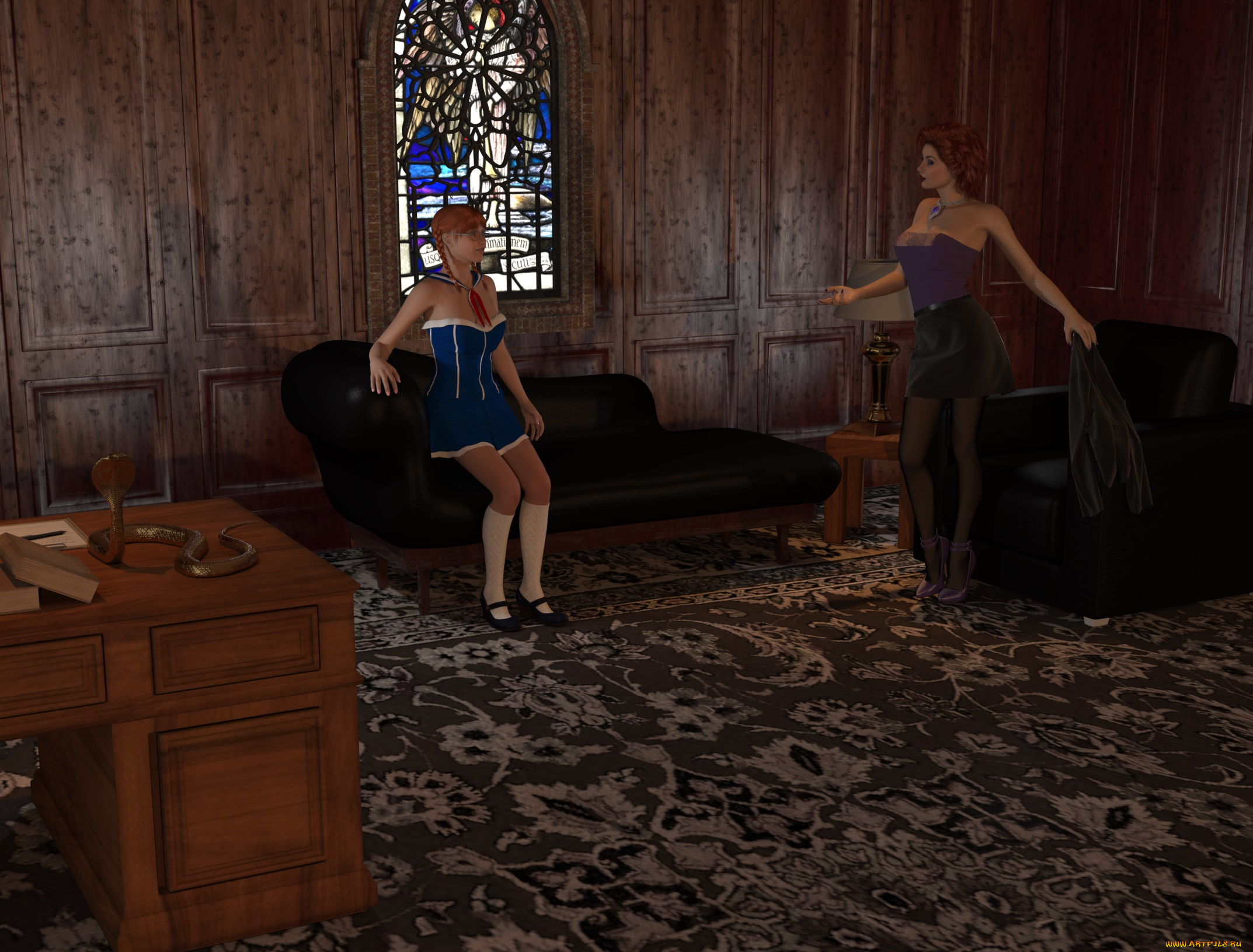 3д, графика, люди, , people, комната, взгляд, девушки