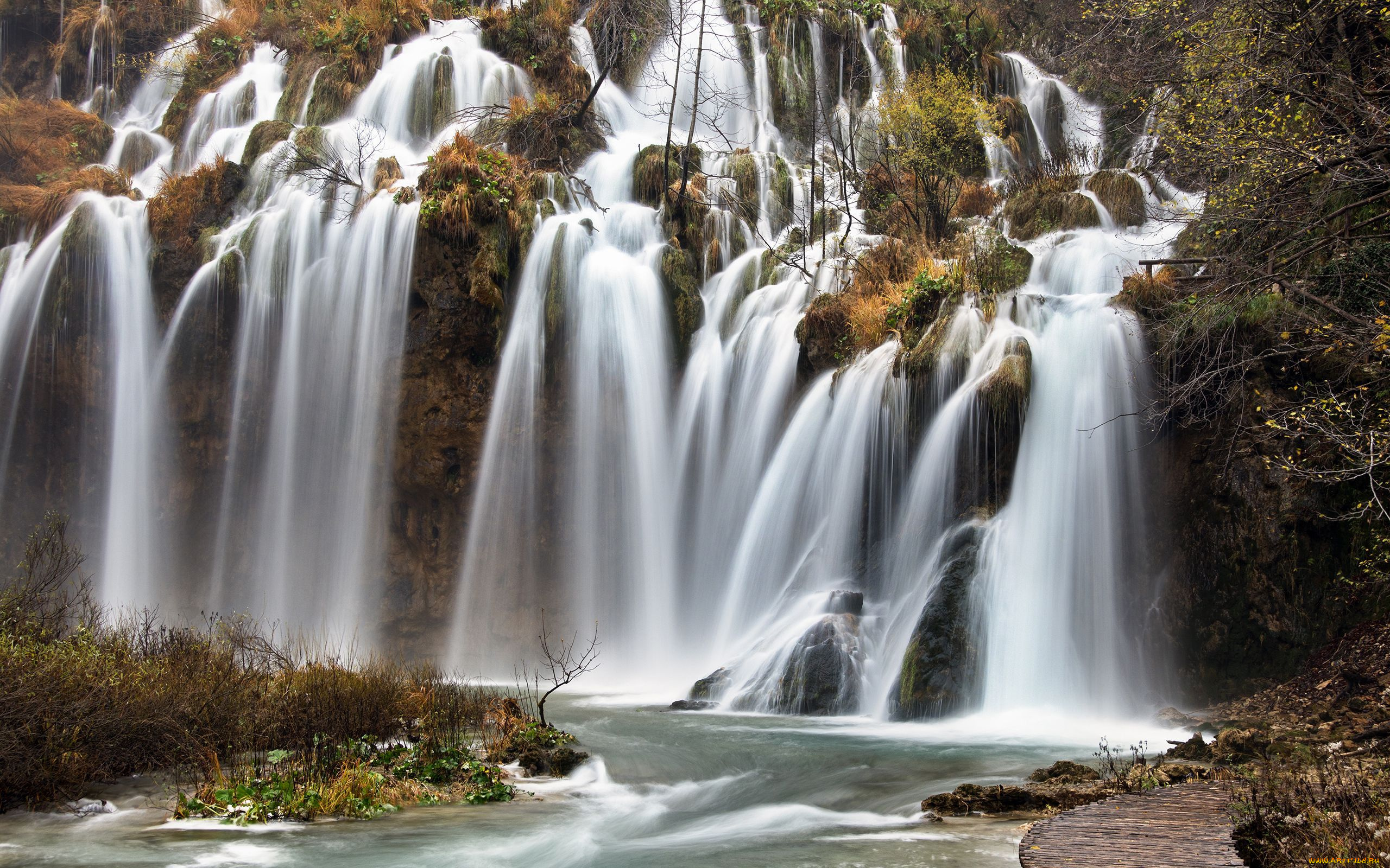 природа, водопады, поток