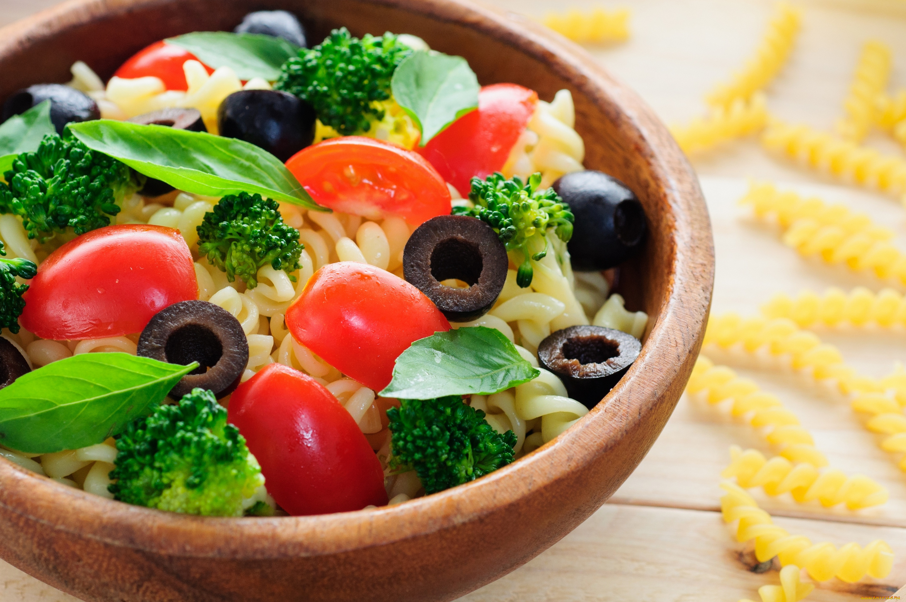 еда, макаронные, блюда, зелень, оливки, помидоры, макаронное, блюдо