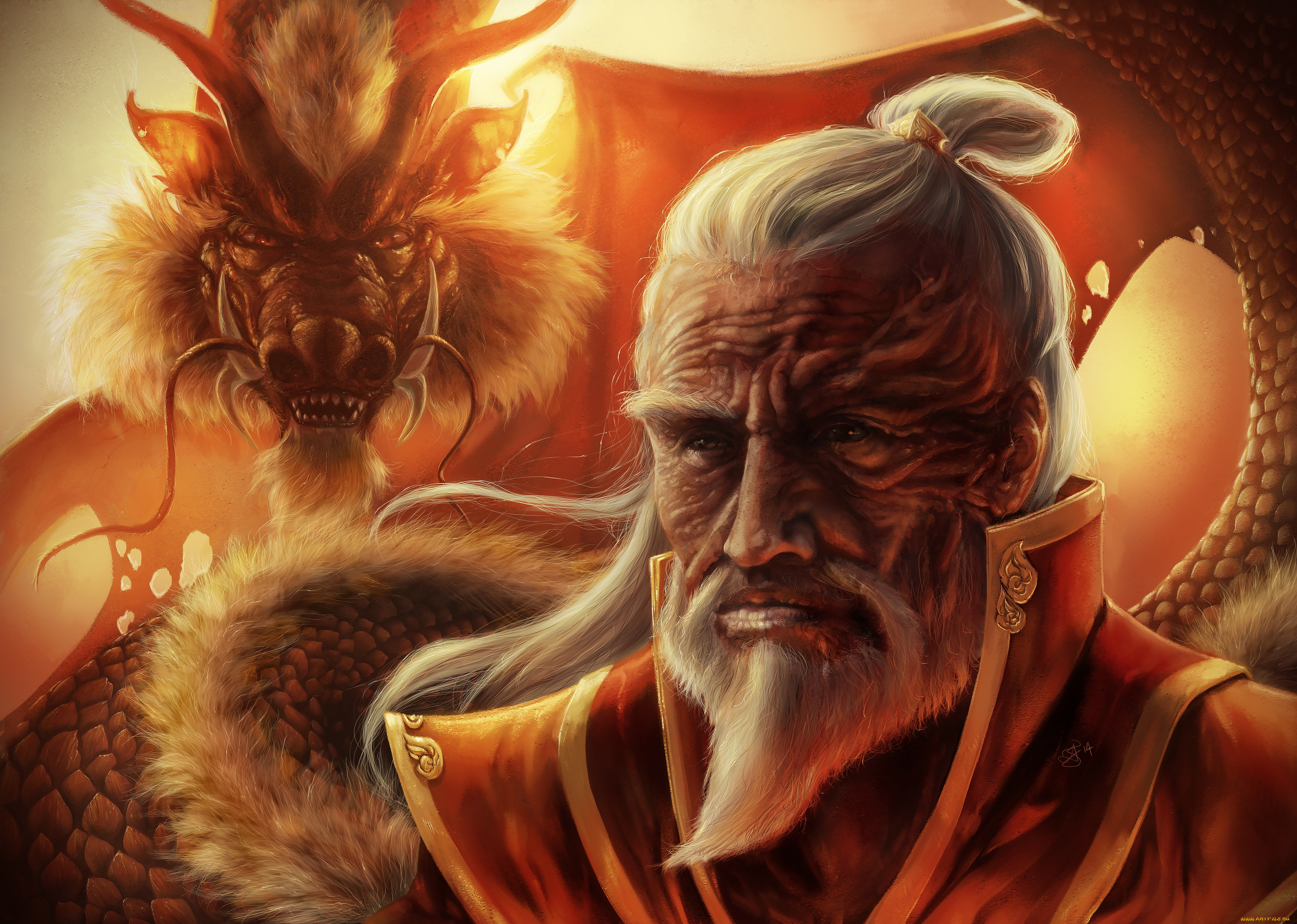 фэнтези, люди, дракон, старик, fan, art, old, zuko, avatar, шрам