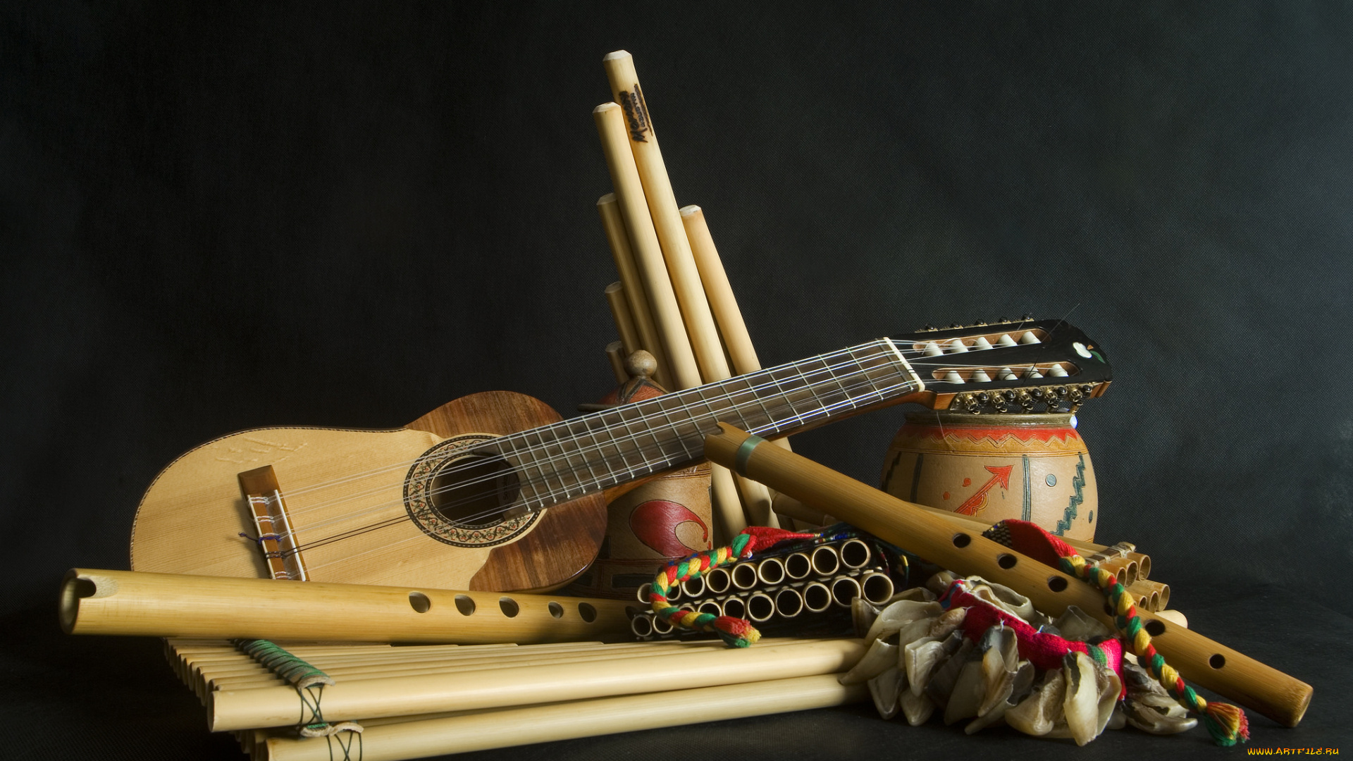 музыка, -музыкальные, инструменты, гитара, дудочки