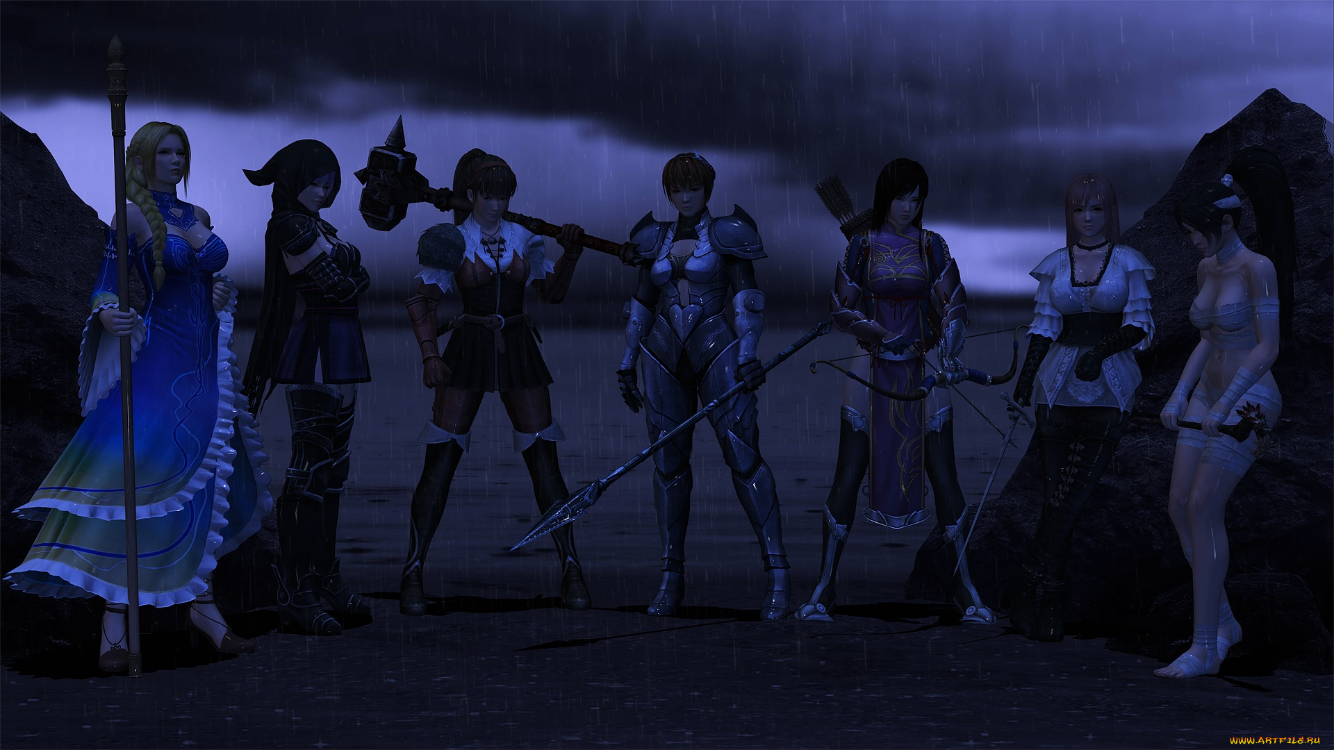 3д, графика, амазонки, , amazon, девушки, взгляд, фон, оружие