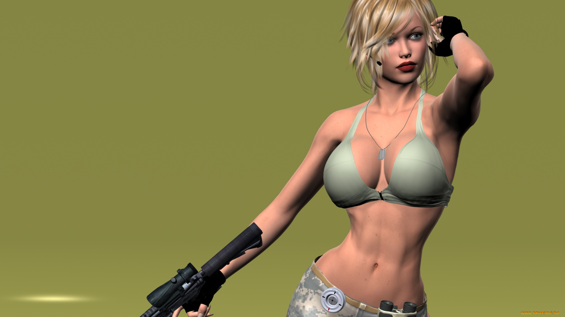 3д, графика, фантазия, , fantasy, девушка, взгляд, фон, оружие