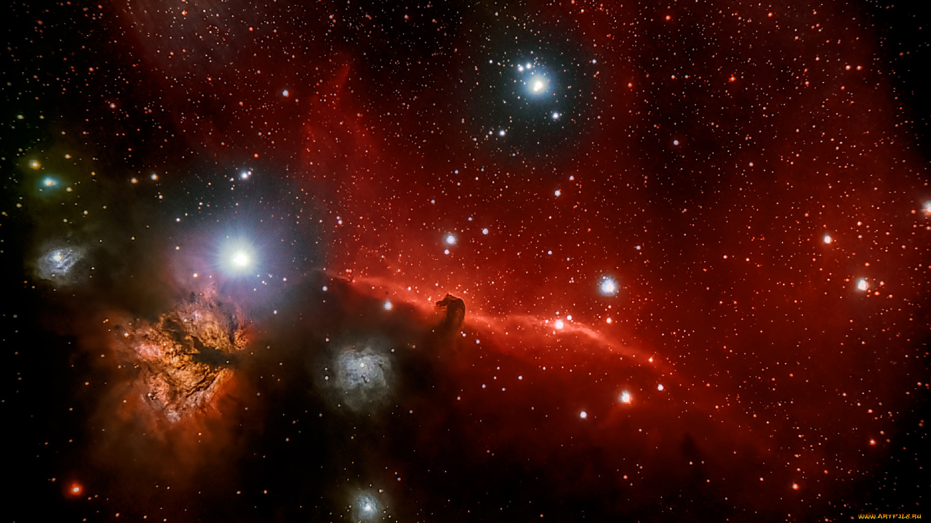 космос, галактики, туманности, в, созвездии, ориона, тёмная, туманность, конская, голова