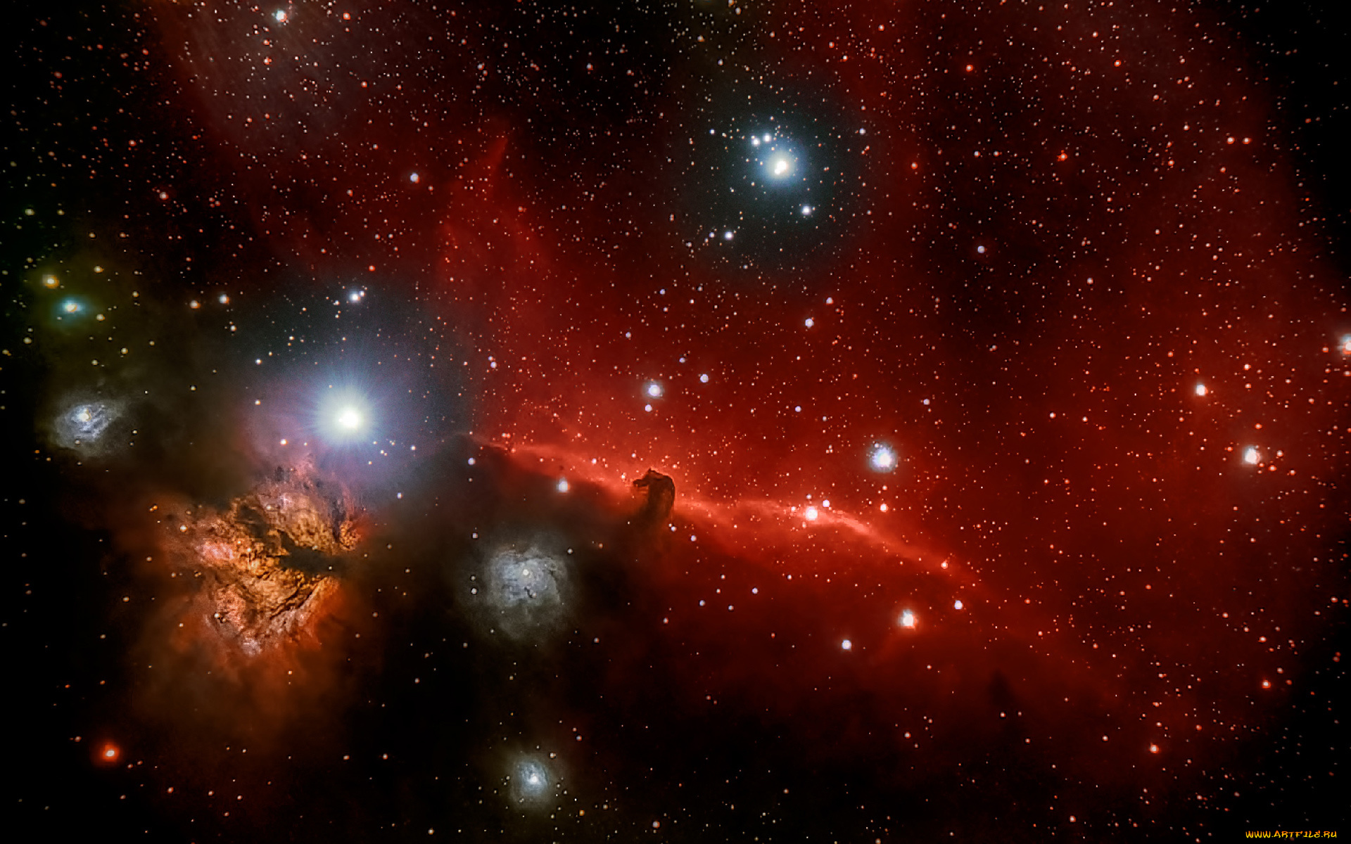 космос, галактики, туманности, в, созвездии, ориона, тёмная, туманность, конская, голова