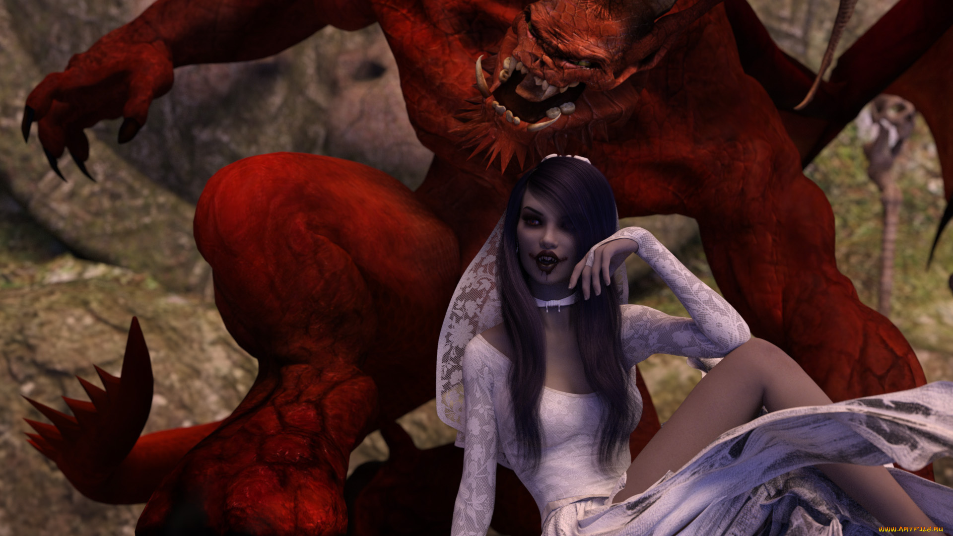 3д, графика, фантазия, , fantasy, фон, взгляд, девушка