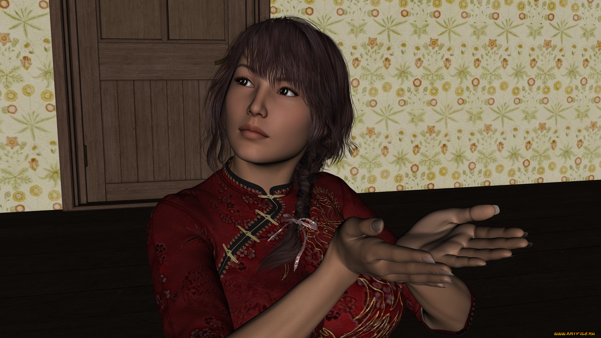 3д, графика, люди, , people, девушка, взгляд, фон