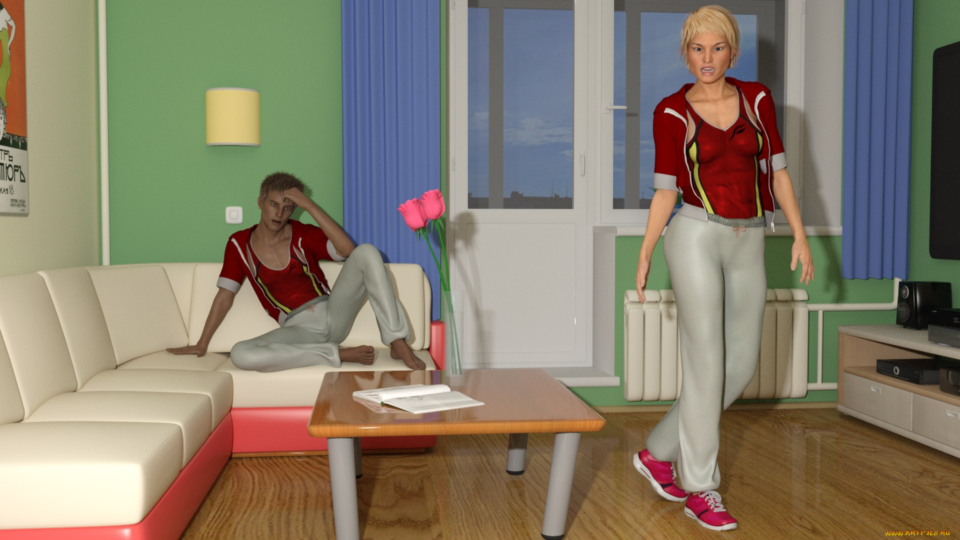 3д, графика, люди, , people, девушка, взгляд, фон