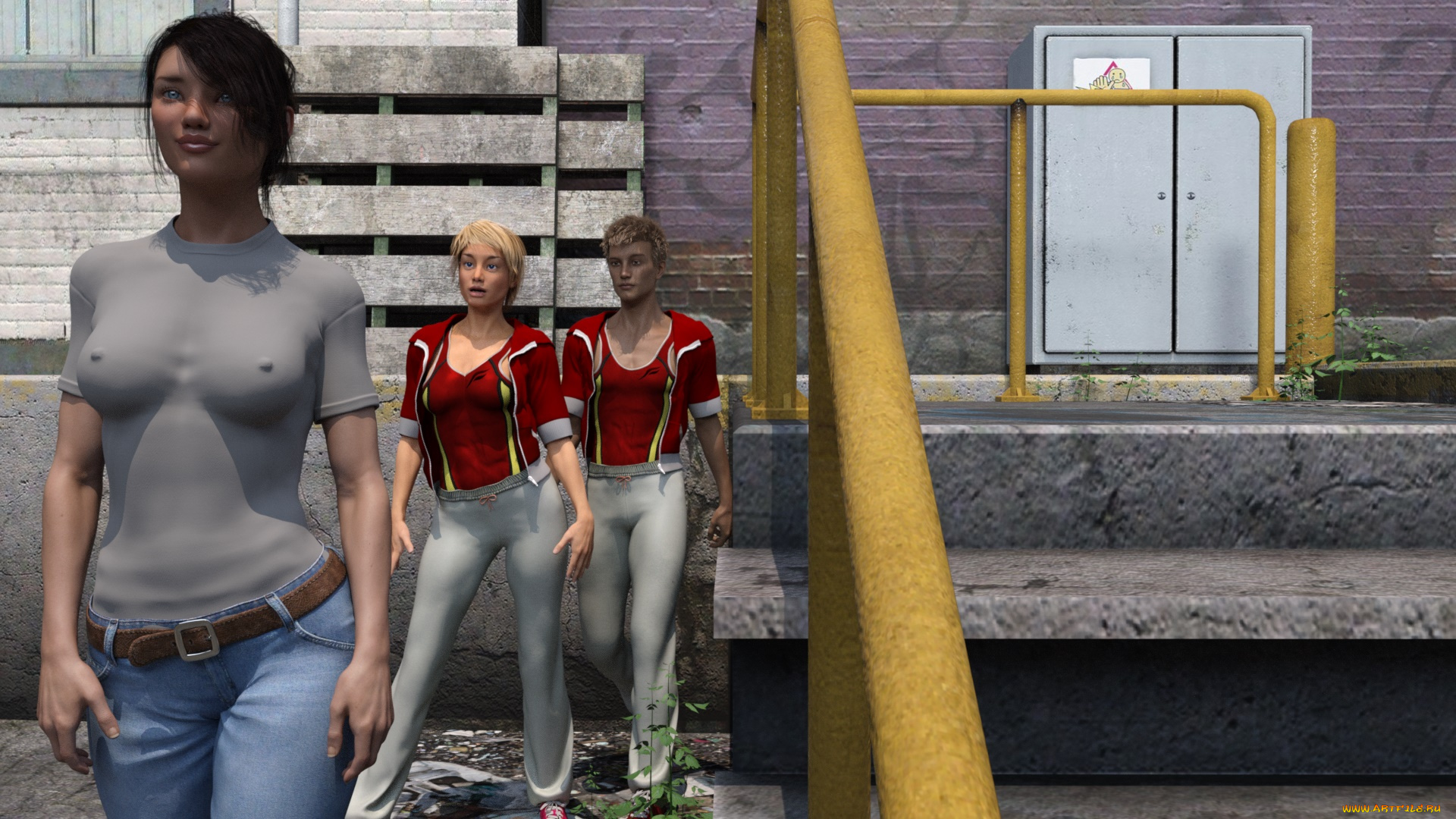 3д, графика, люди, , people, девушки, взгляд, фон