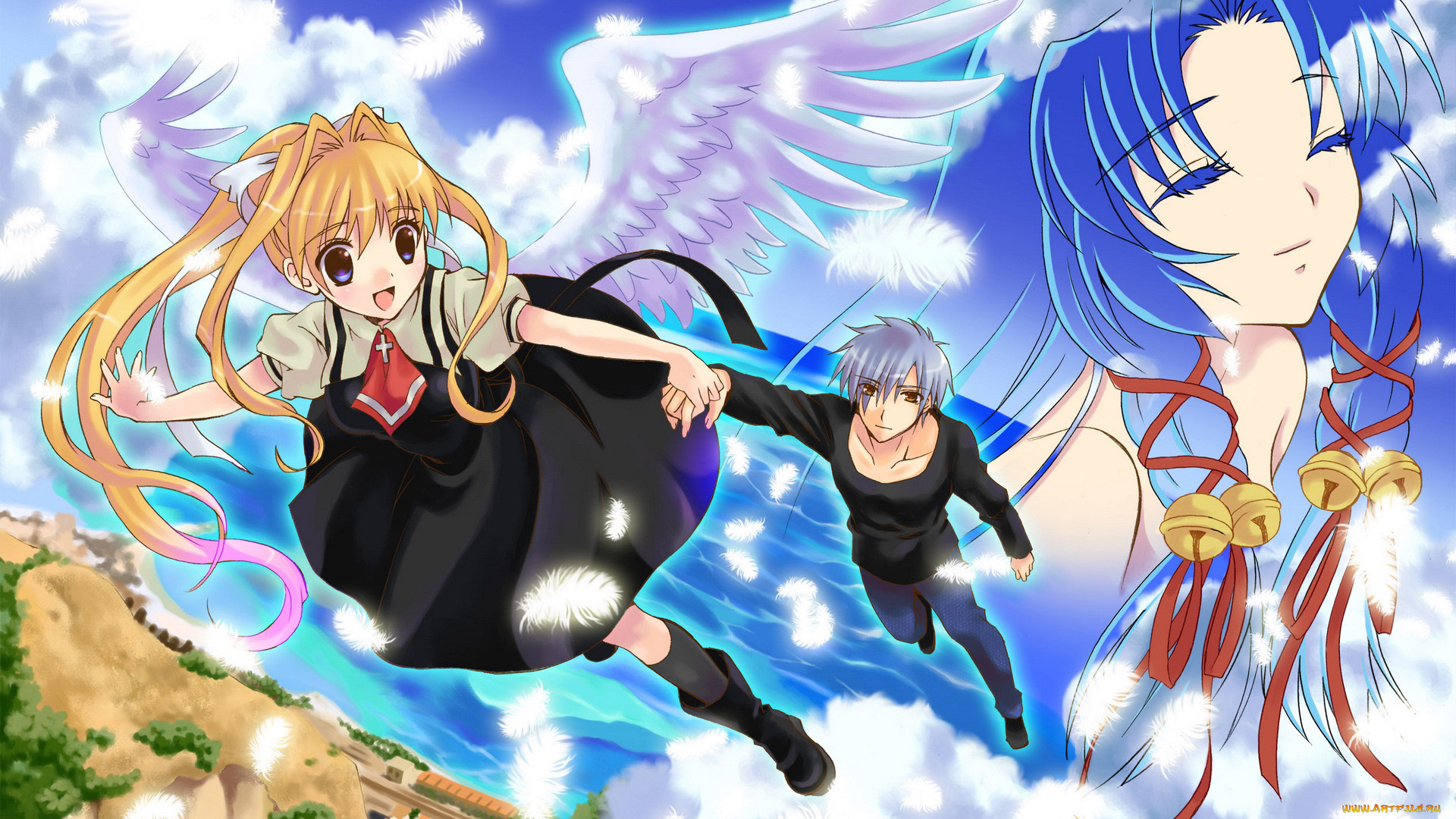 аниме, air, фон, взгляд, девушка