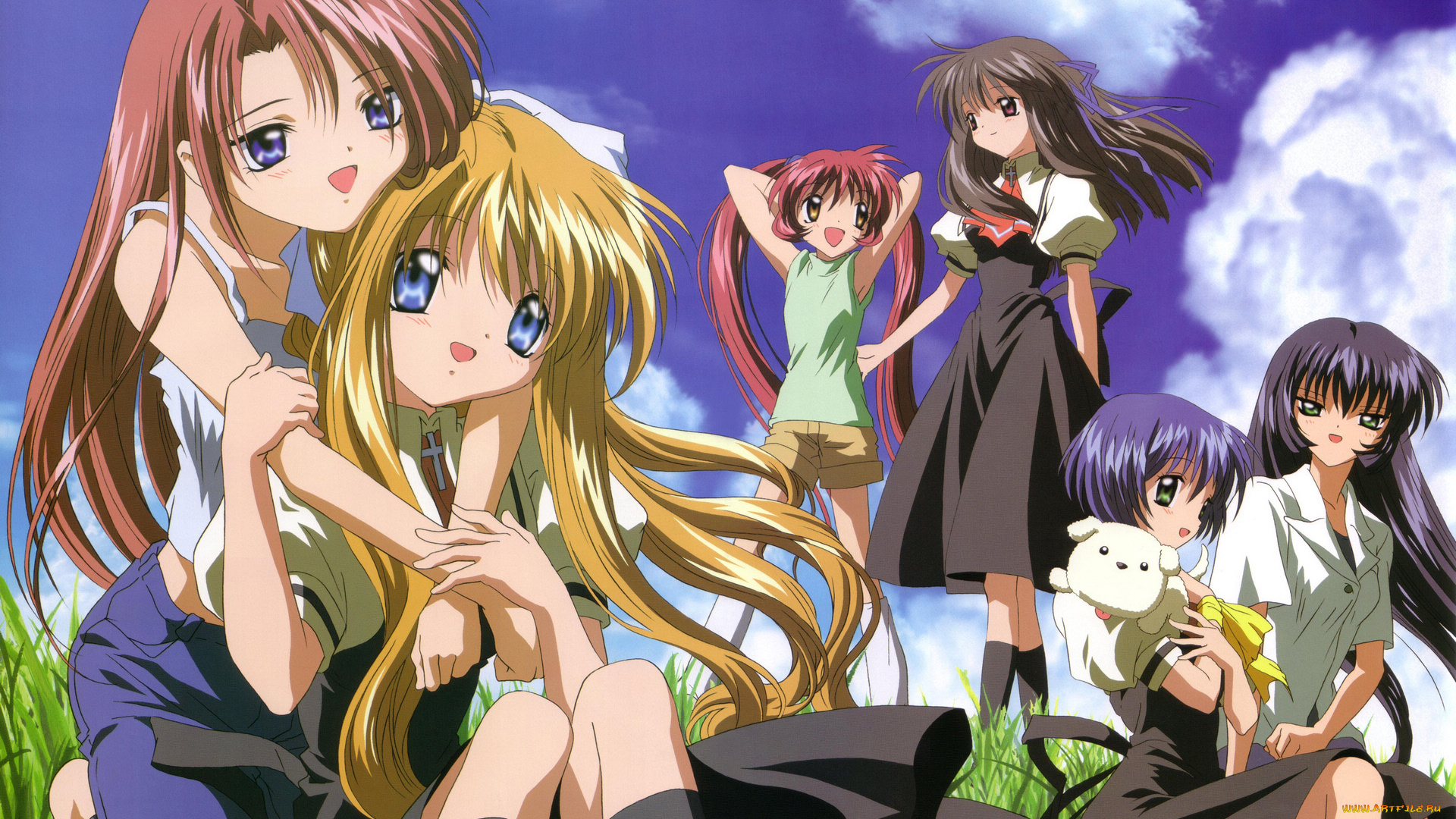 аниме, air, фон, взгляд, девушки